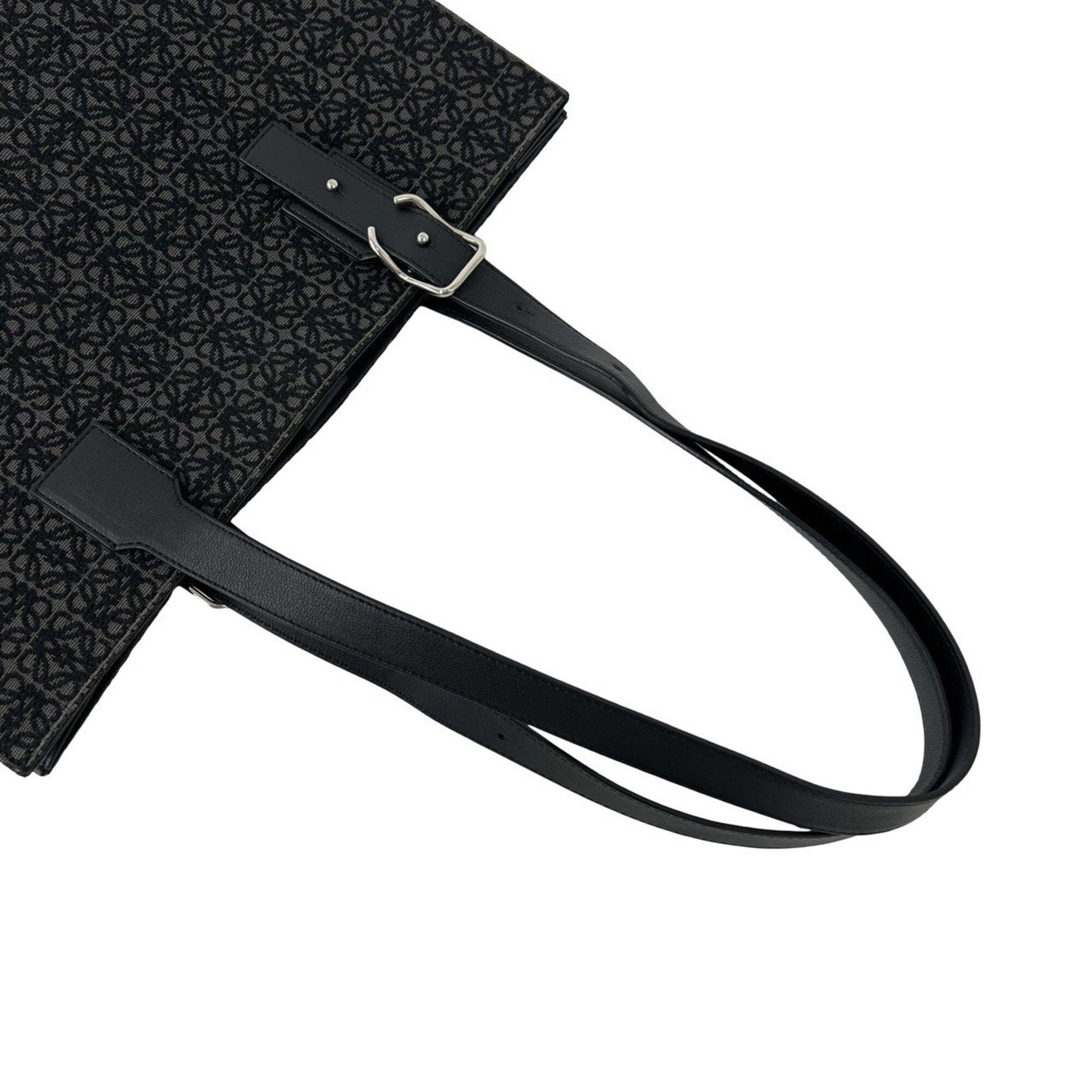 Loewe Black Gray Canvas Leather Tote Bag (Pre-Owned)