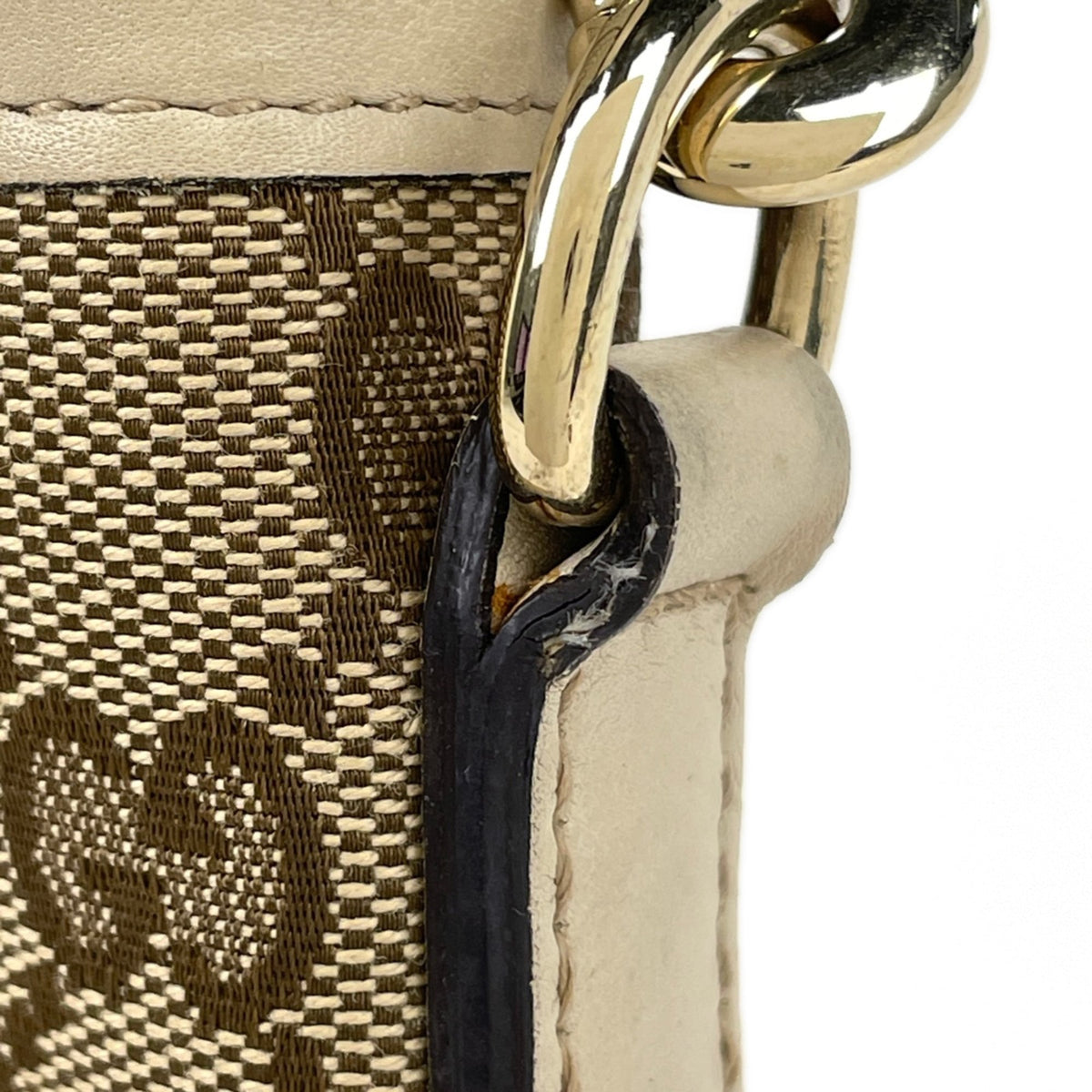 Gucci Beige Gg Canvas Leather Shoulder Bag (Pre-Owned)