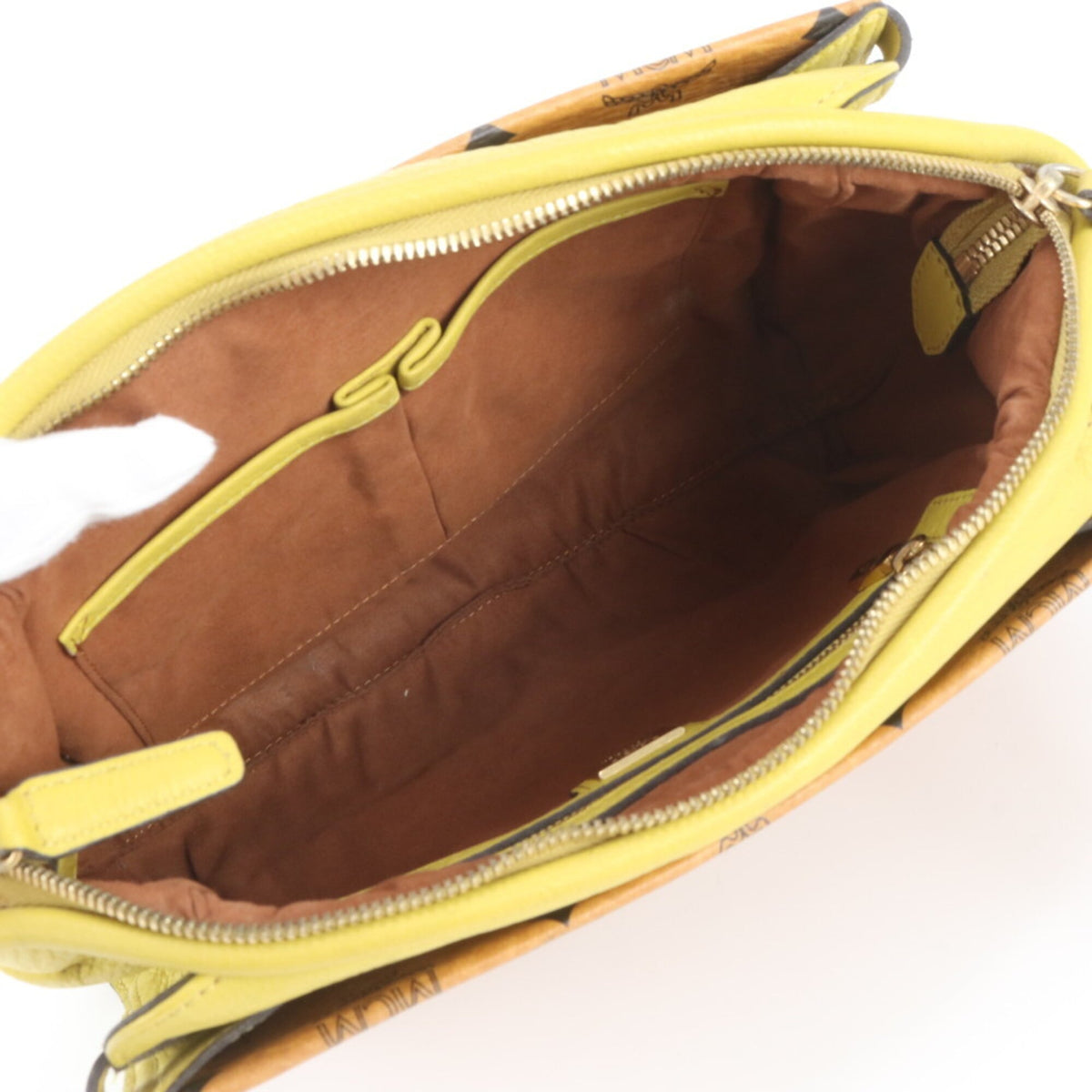 Mcm Brown Green Leather Coated Canvas Crossbody Bag Shoulder Bag (Pre-Owned)