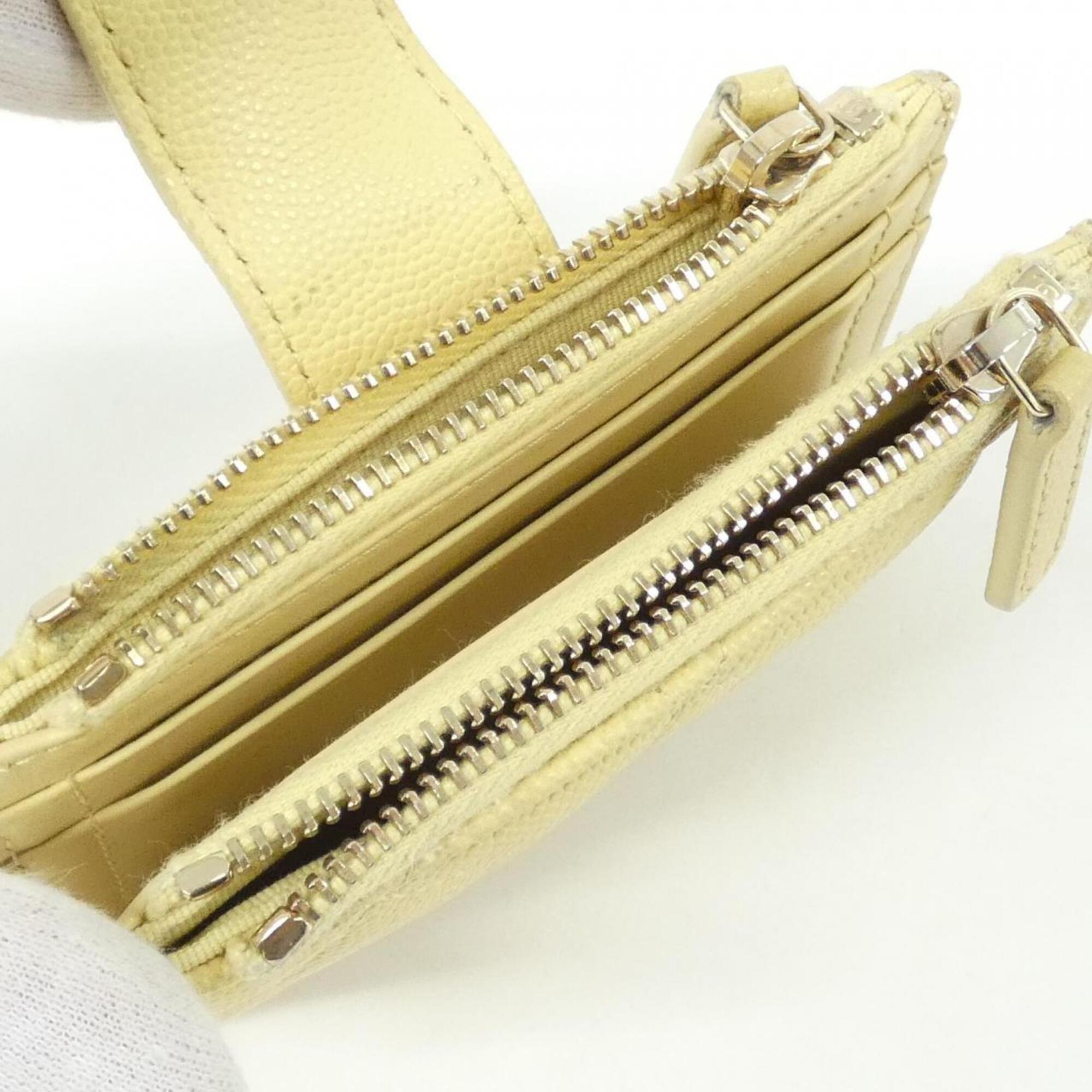 Chanel Yellow Grained Calfskin Coin Purse/Coin Case (Pre-Owned)