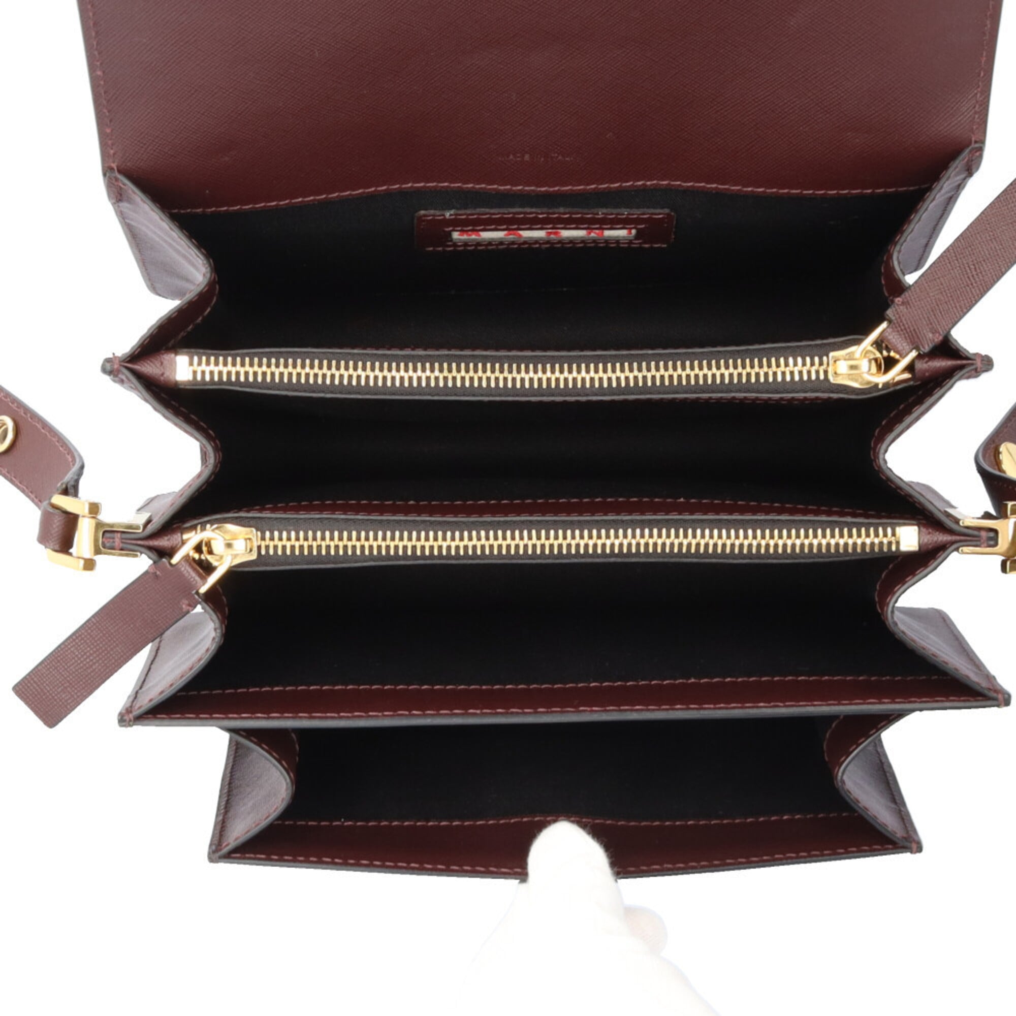 Marni Brown Green Navy Leather Shoulder Bag (Pre-Owned)