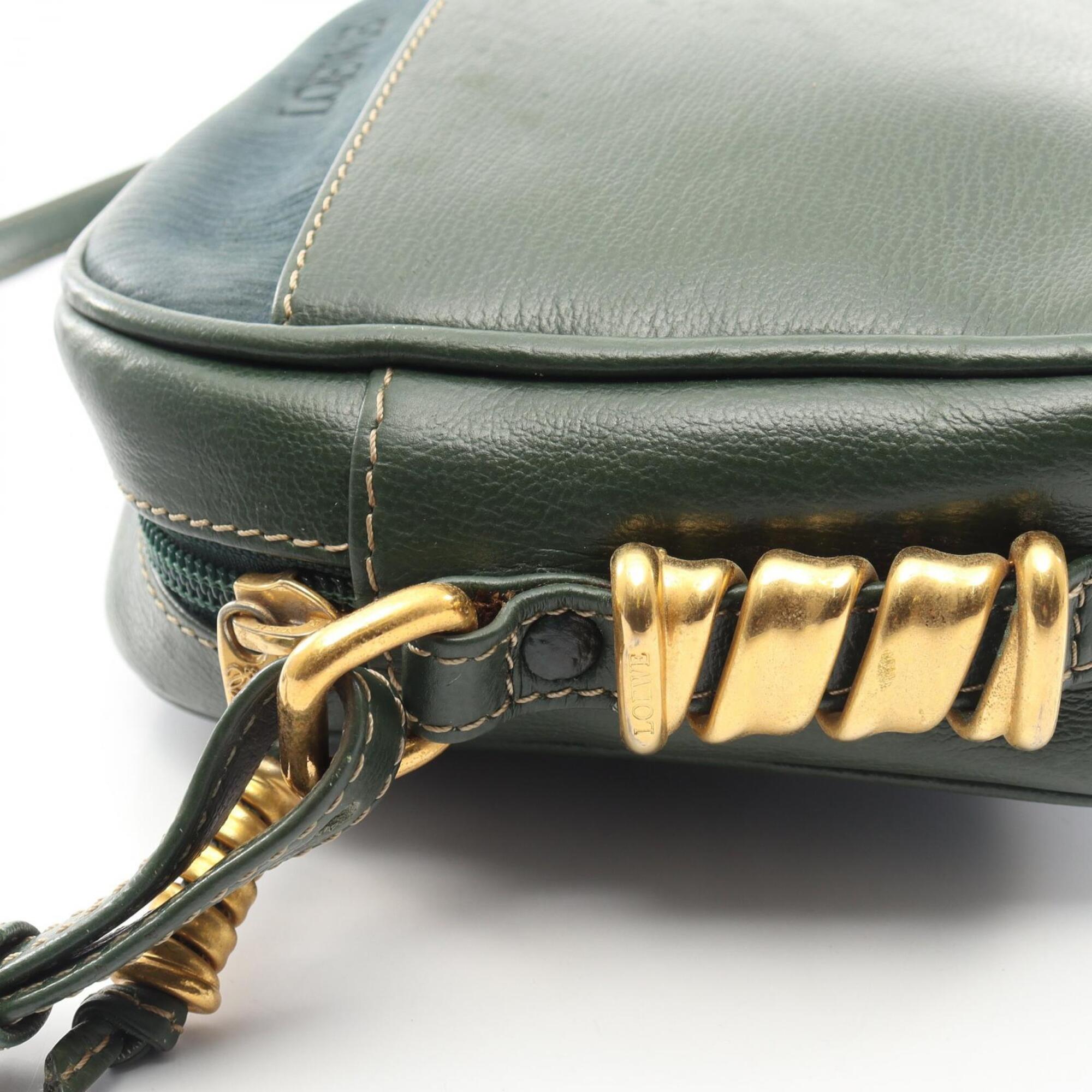 Loewe Blue Green Leather Handbag Shoulder Bag (Pre-Owned)