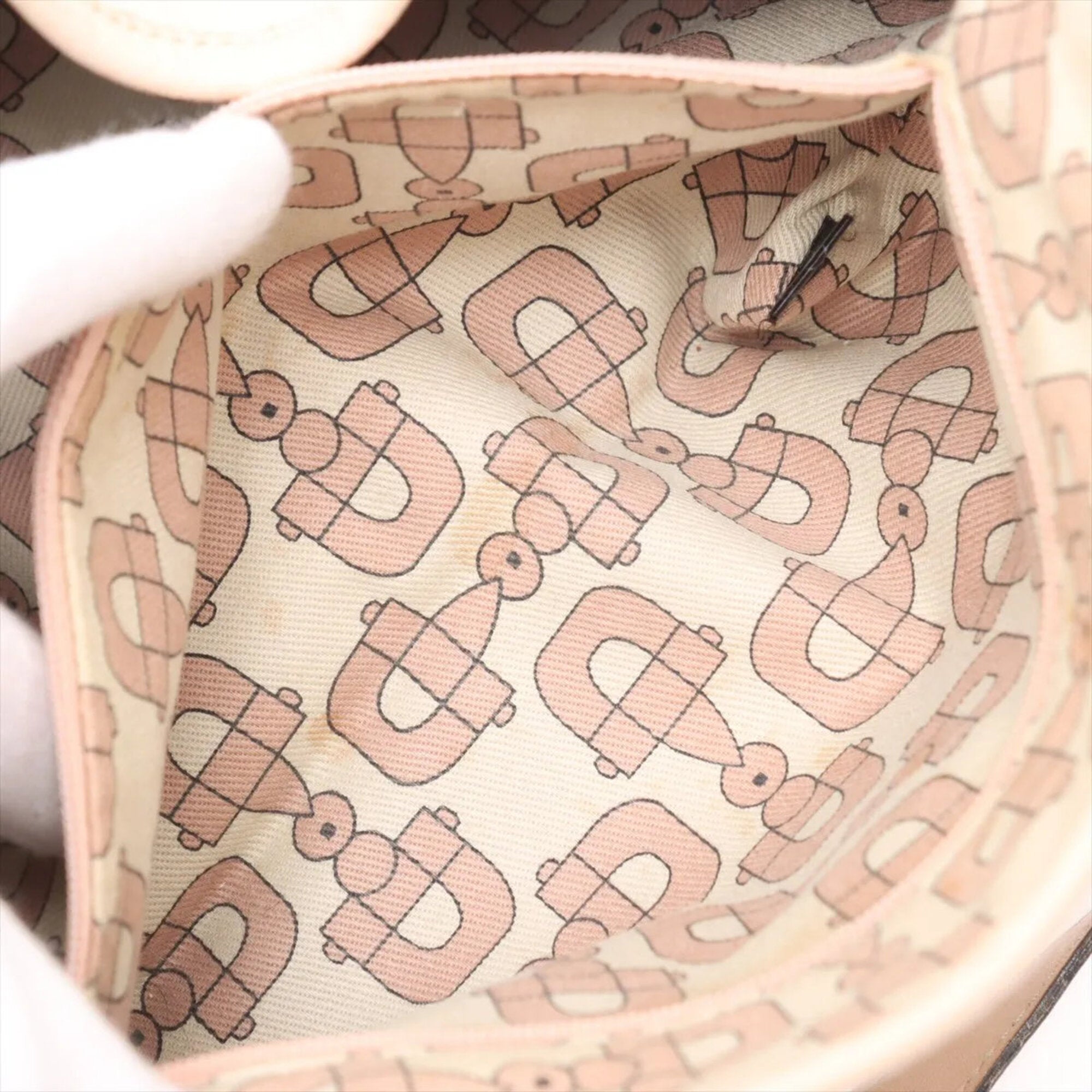 Gucci Pink Beige Leather Handbag Shoulder Bag Tote Bag (Pre-Owned)
