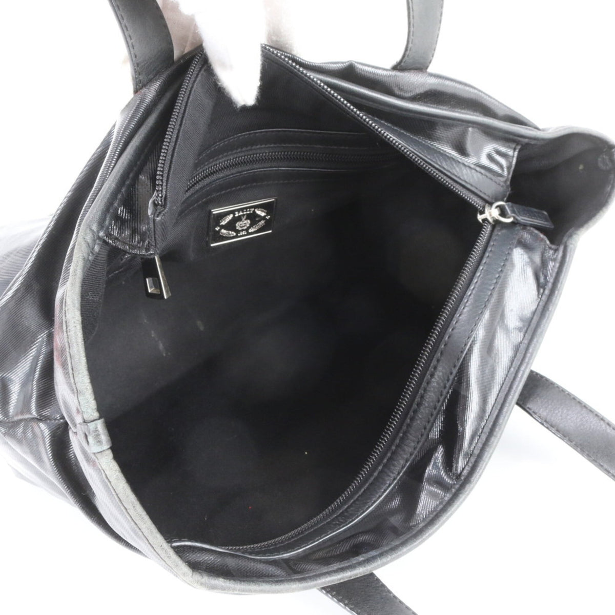 Bally Black Leather Coated Canvas Handbag Shoulder Bag Tote Bag (Pre-Owned)