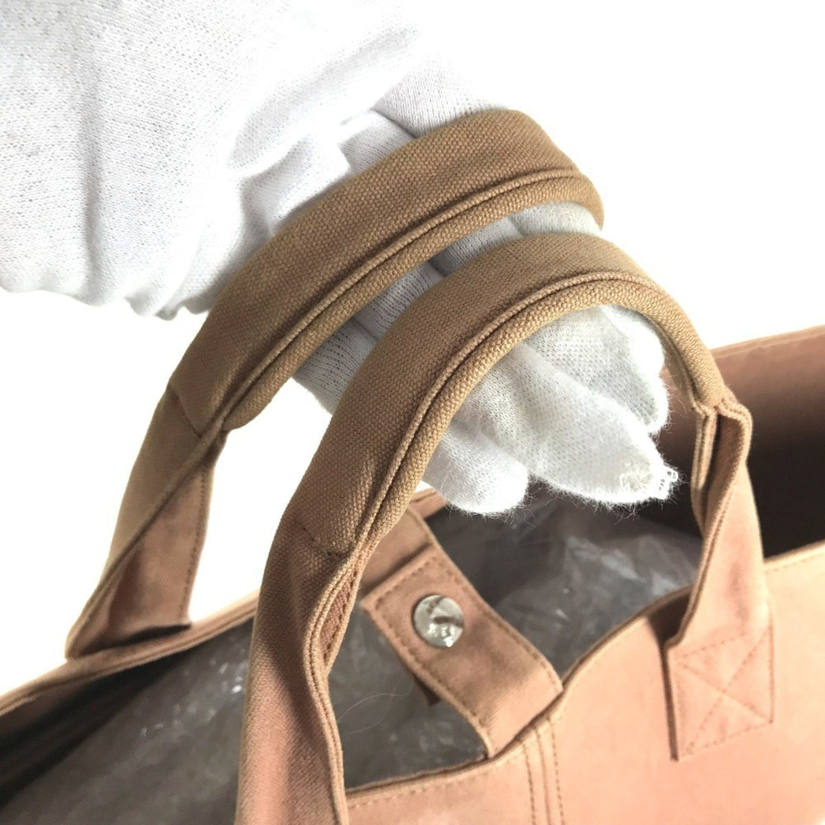 Hermes Brown Cotton Beach Bag Shoulder Bag Tote Bag (Pre-Owned)