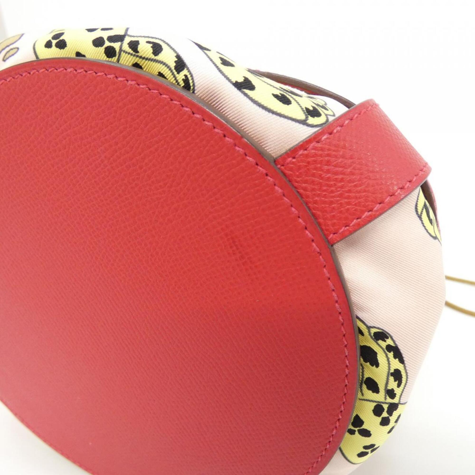 Hermes Red Color Rose Eglantine Rouge Casaque Epsom Leather Silk Shoulder Bag (Pre-Owned)