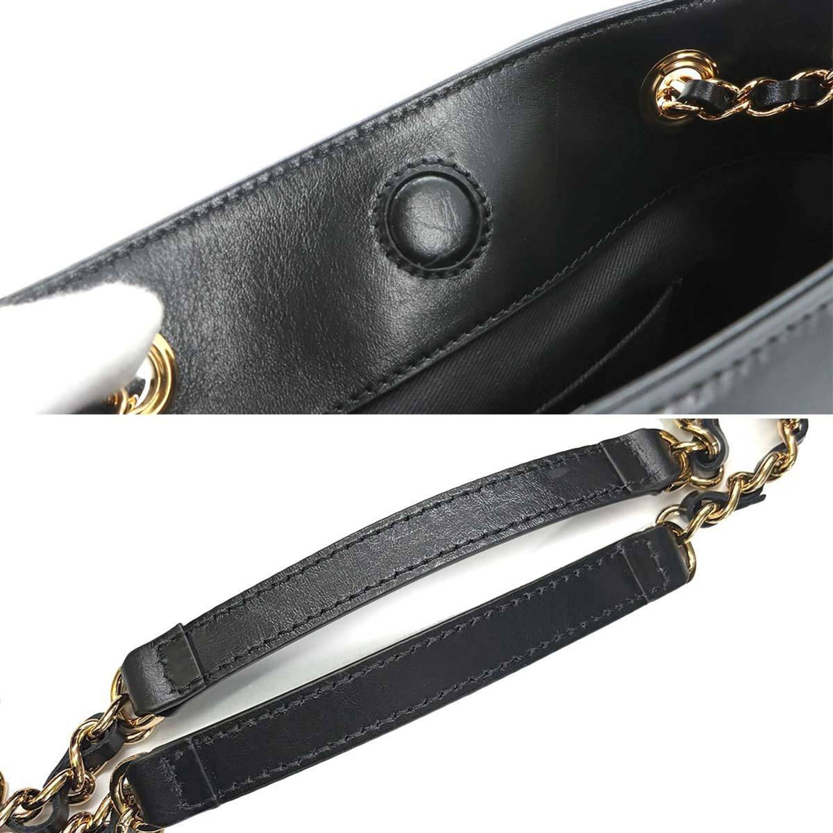 Versace Black Leather Handbag Shoulder Bag (Pre-Owned)