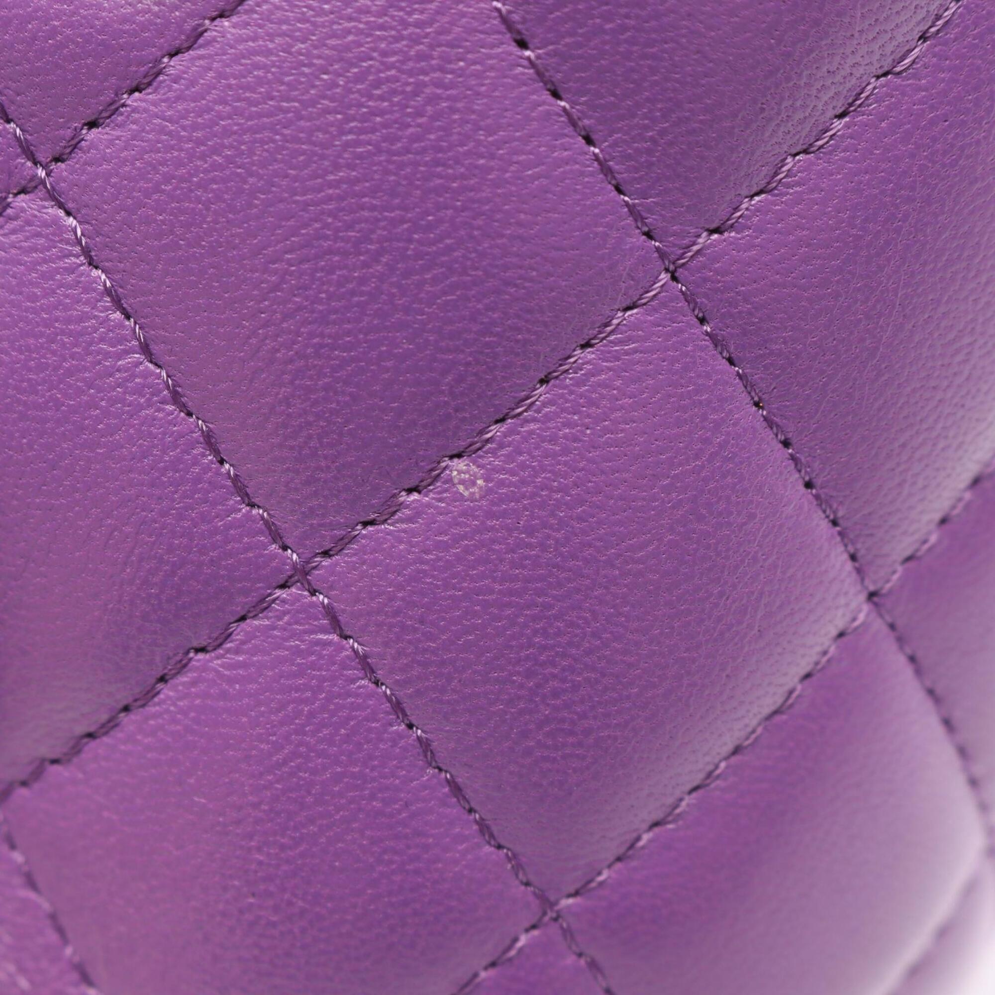 Chanel Purple Leather Handbag Shoulder Bag (Pre-Owned)