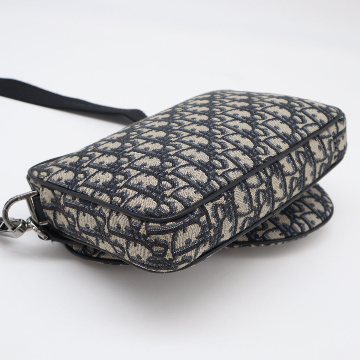 Christian Dior Beige Navy Cotton Leather Shoulder Bag (Pre-Owned)