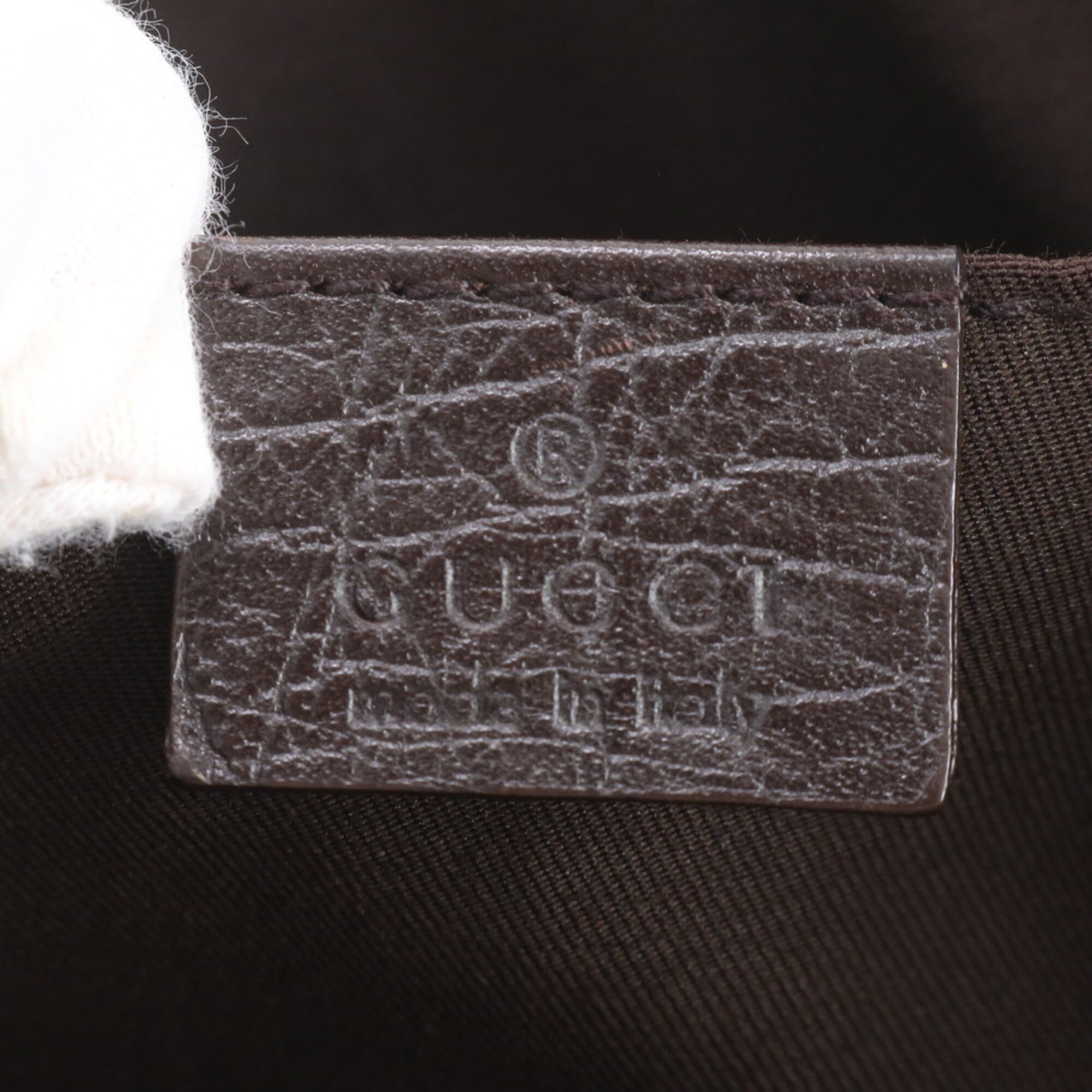 Gucci Dark Brown Grayish Leather Coated Canvas Handbag Pouch (Pre-Owned)