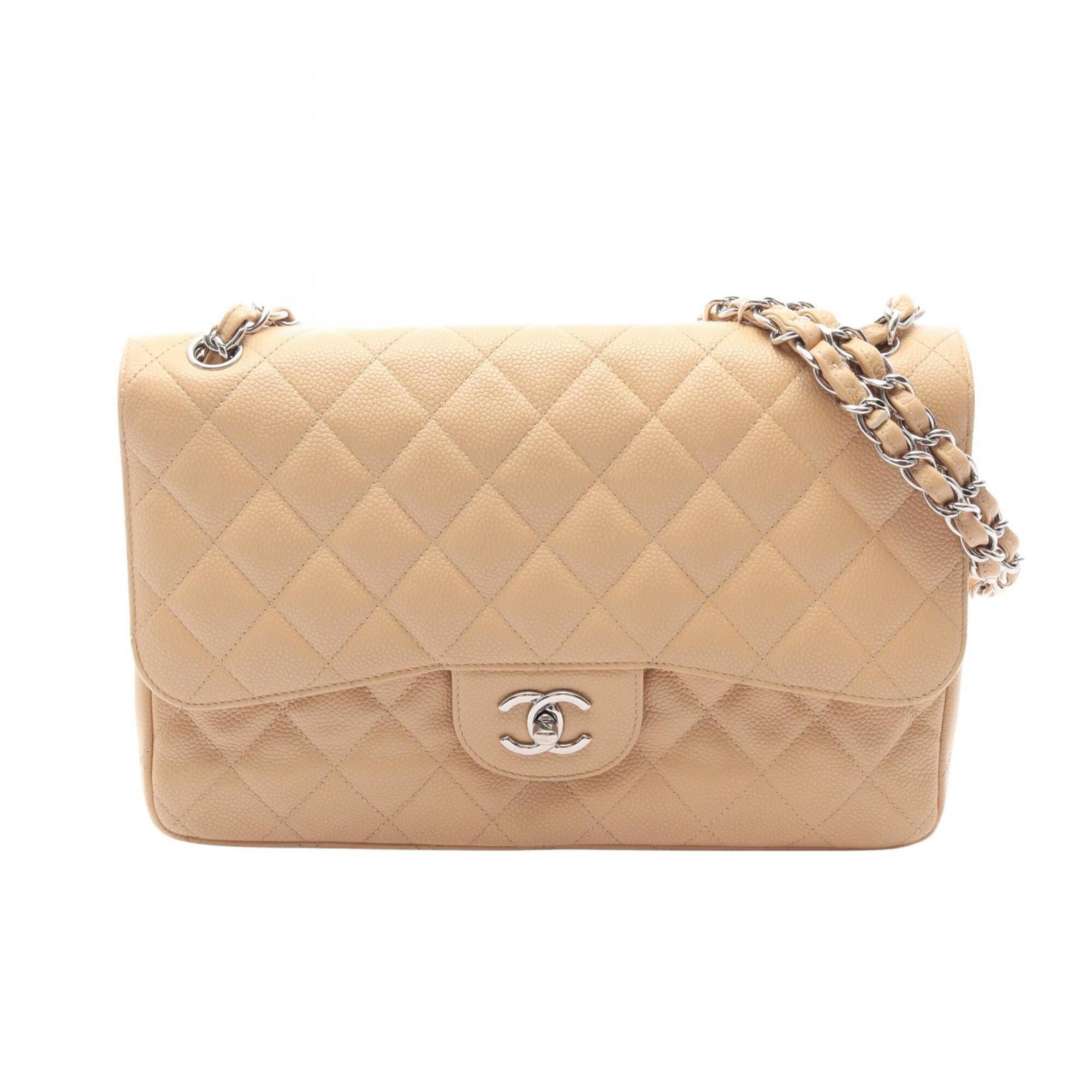 Chanel Beige Grained Calfskin Handbag Shoulder Bag (Pre-Owned)
