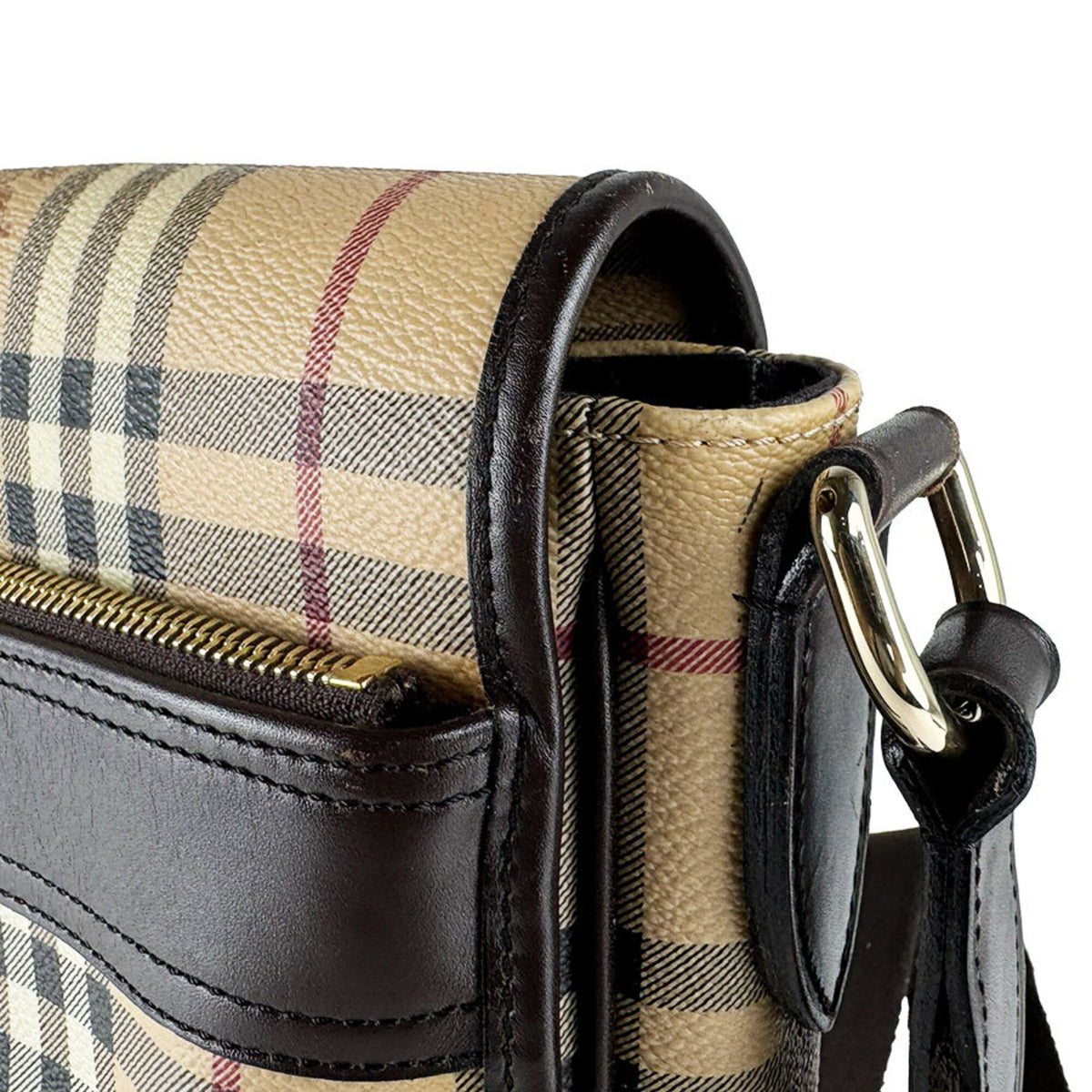 Burberry Beige Brown Pvc Leather Shoulder Bag (Pre-Owned)