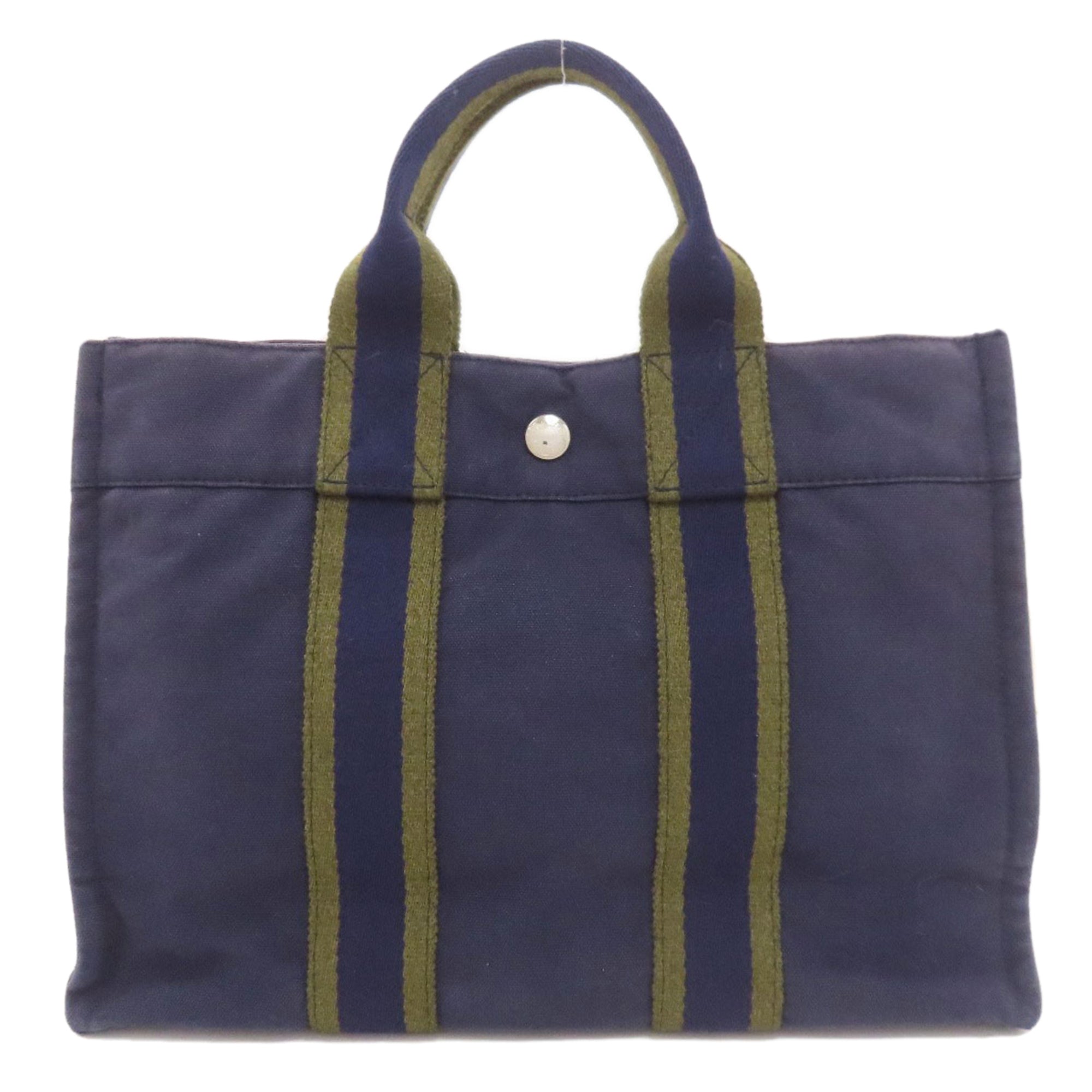 Hermes Navy Canvas Handbag (Pre-Owned)