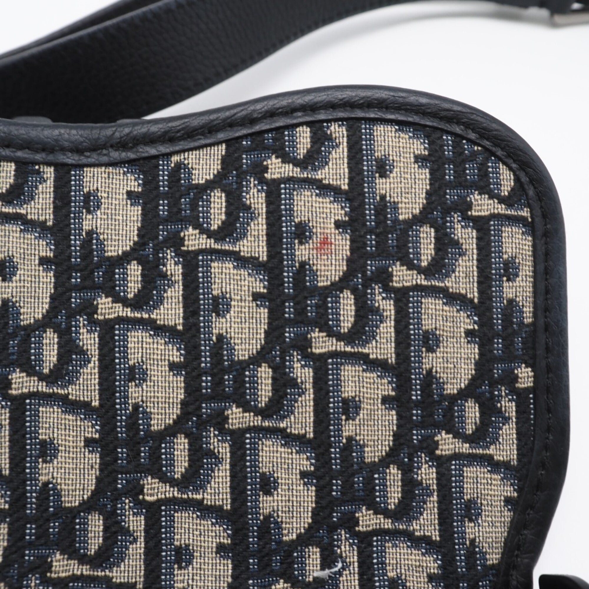 Christian Dior Gray Navy Cotton Canvas Shoulder Bag (Pre-Owned)
