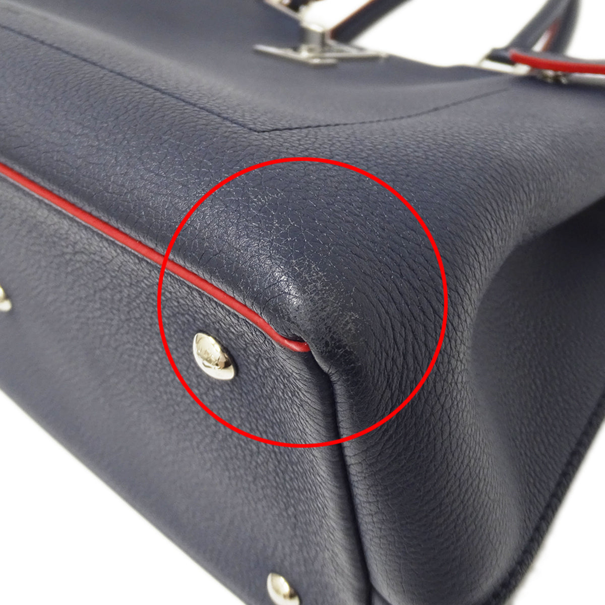 Louis Vuitton Marine Rouge Navy Leather Handbag Shoulder Bag (Pre-Owned)