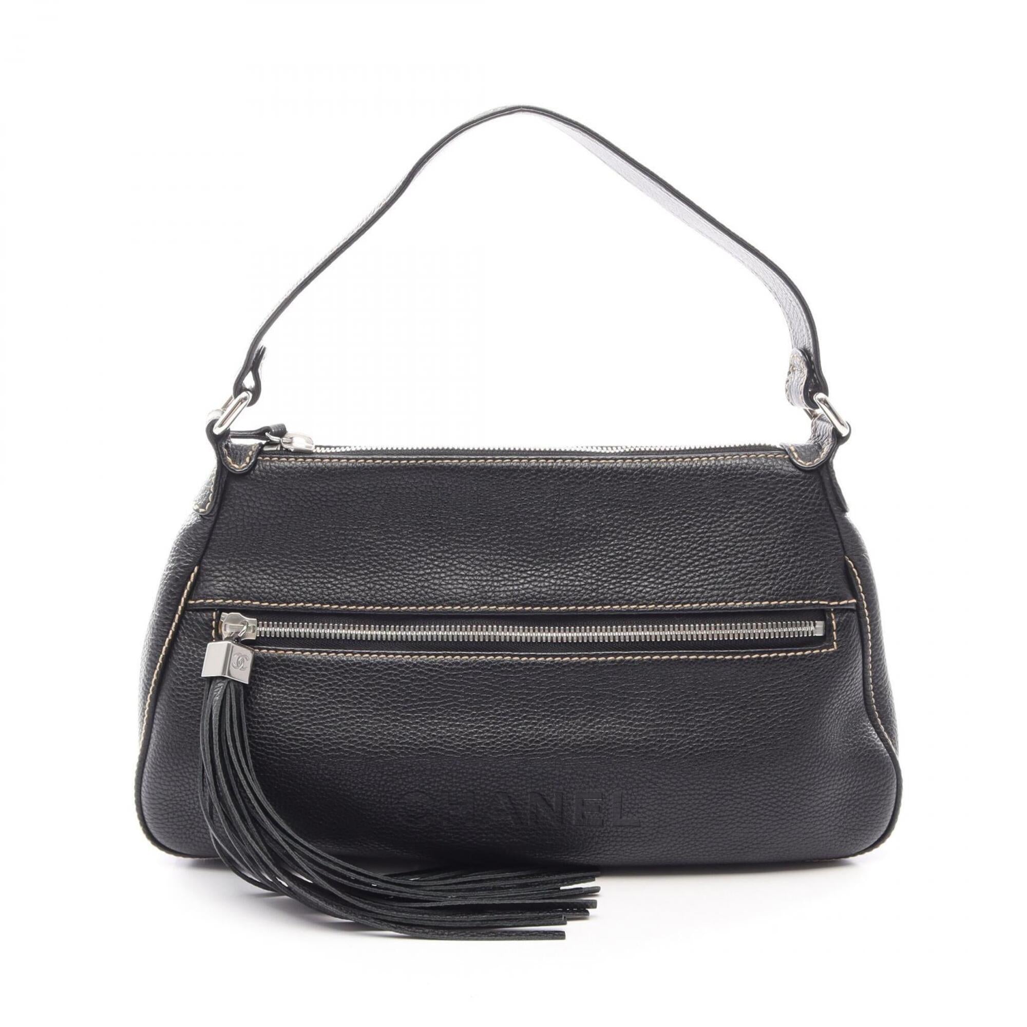 Chanel Black Leather Handbag Shoulder Bag (Pre-Owned)