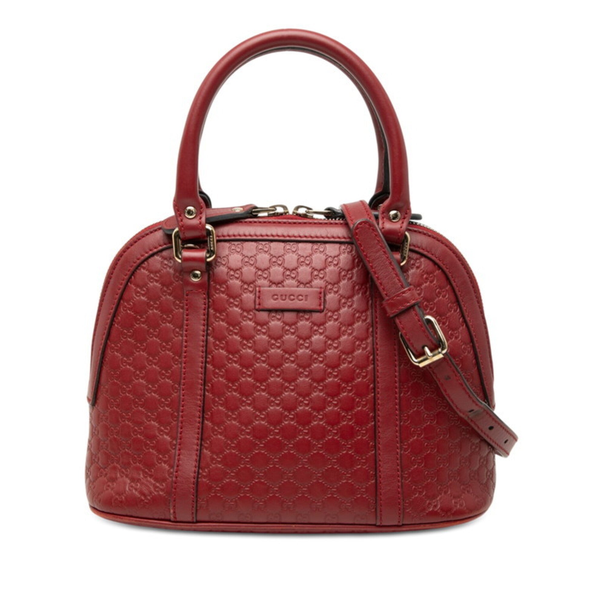 Gucci Red Color Leather Handbag Shoulder Bag (Pre-Owned)