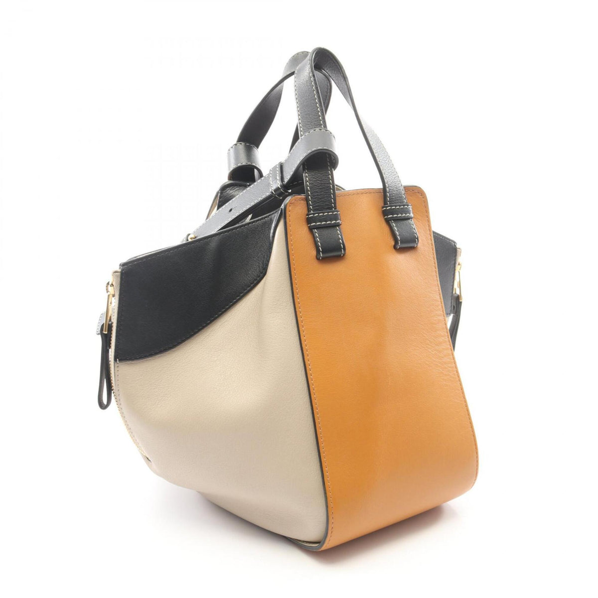 Loewe Black Brown Gray Leather Handbag (Pre-Owned)