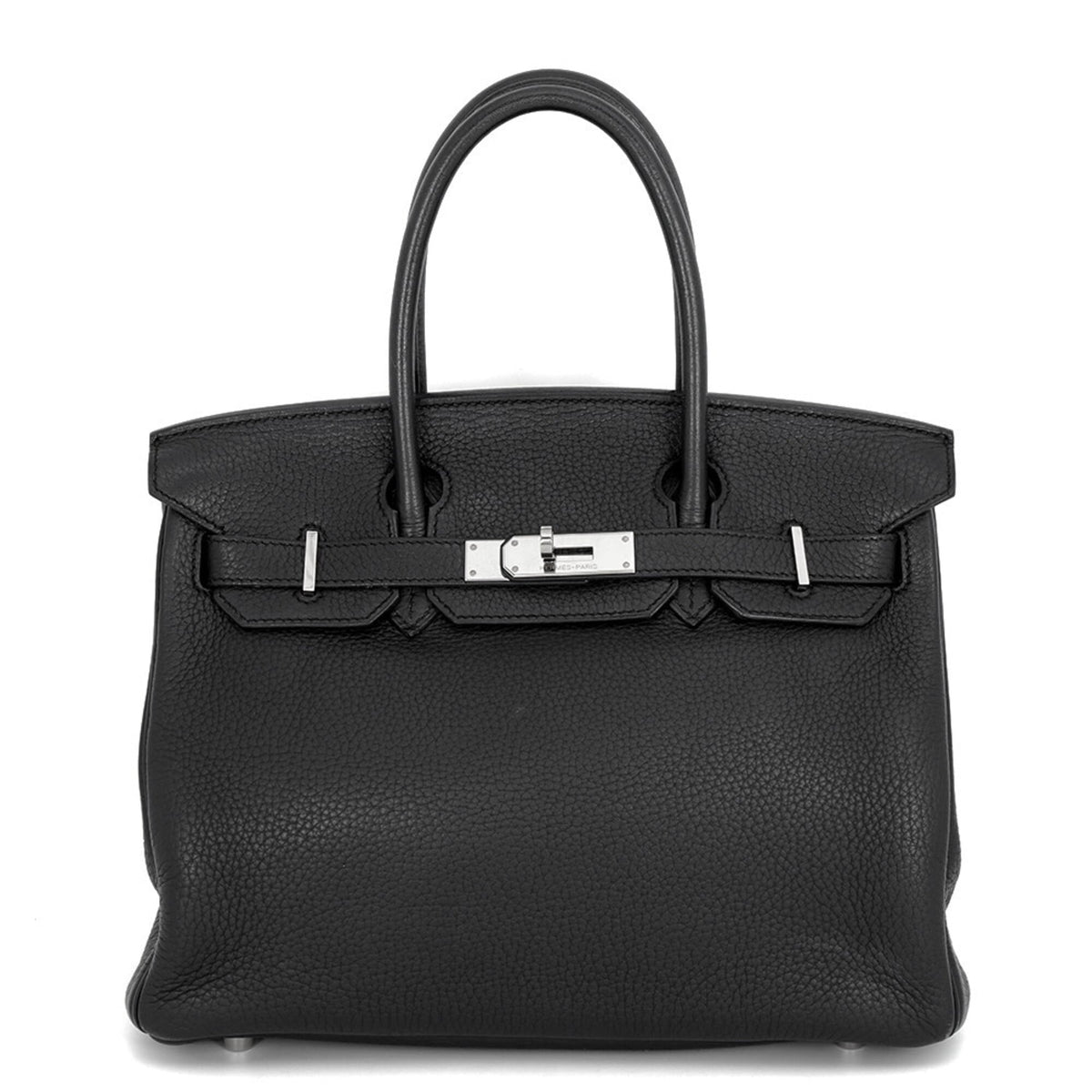 Hermes Birkin Black Taurillon Clemence Leather Handbag (Pre-Owned)