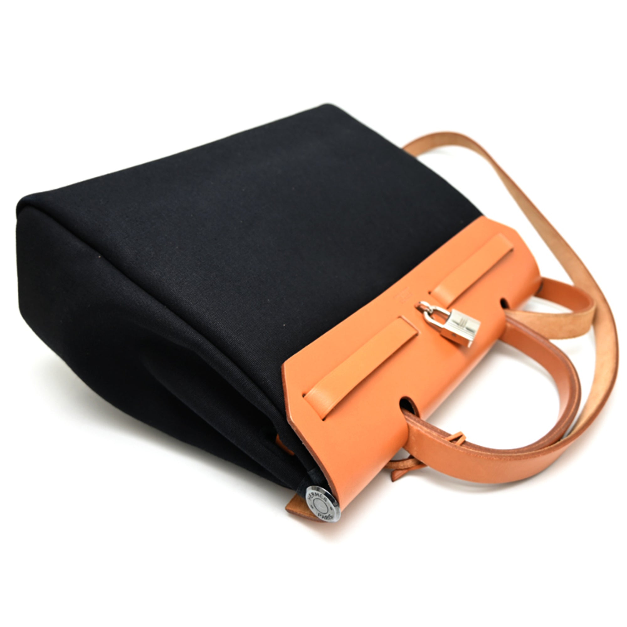 Hermes Beige Black Toile Officier Handbag Shoulder Bag (Pre-Owned)