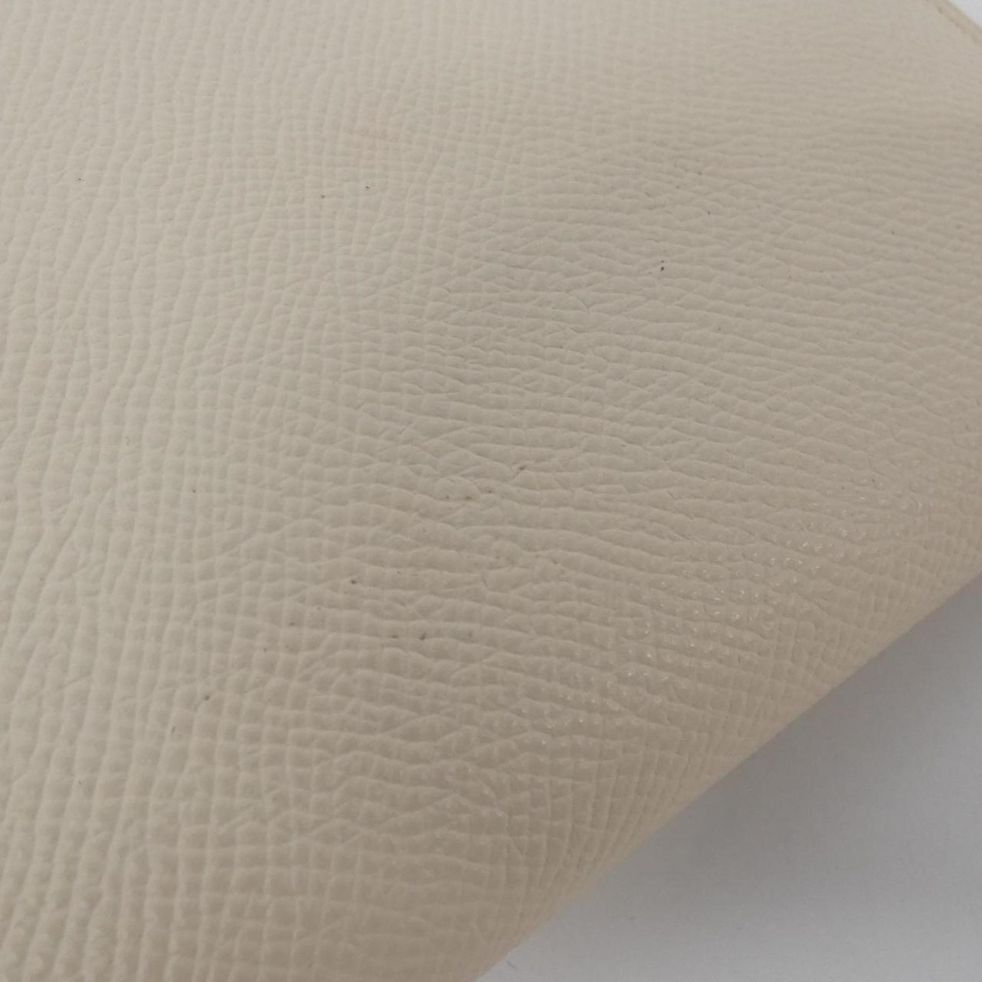Hermes White Epsom Leather Silk Long Wallet (Bi-Fold) (Pre-Owned)