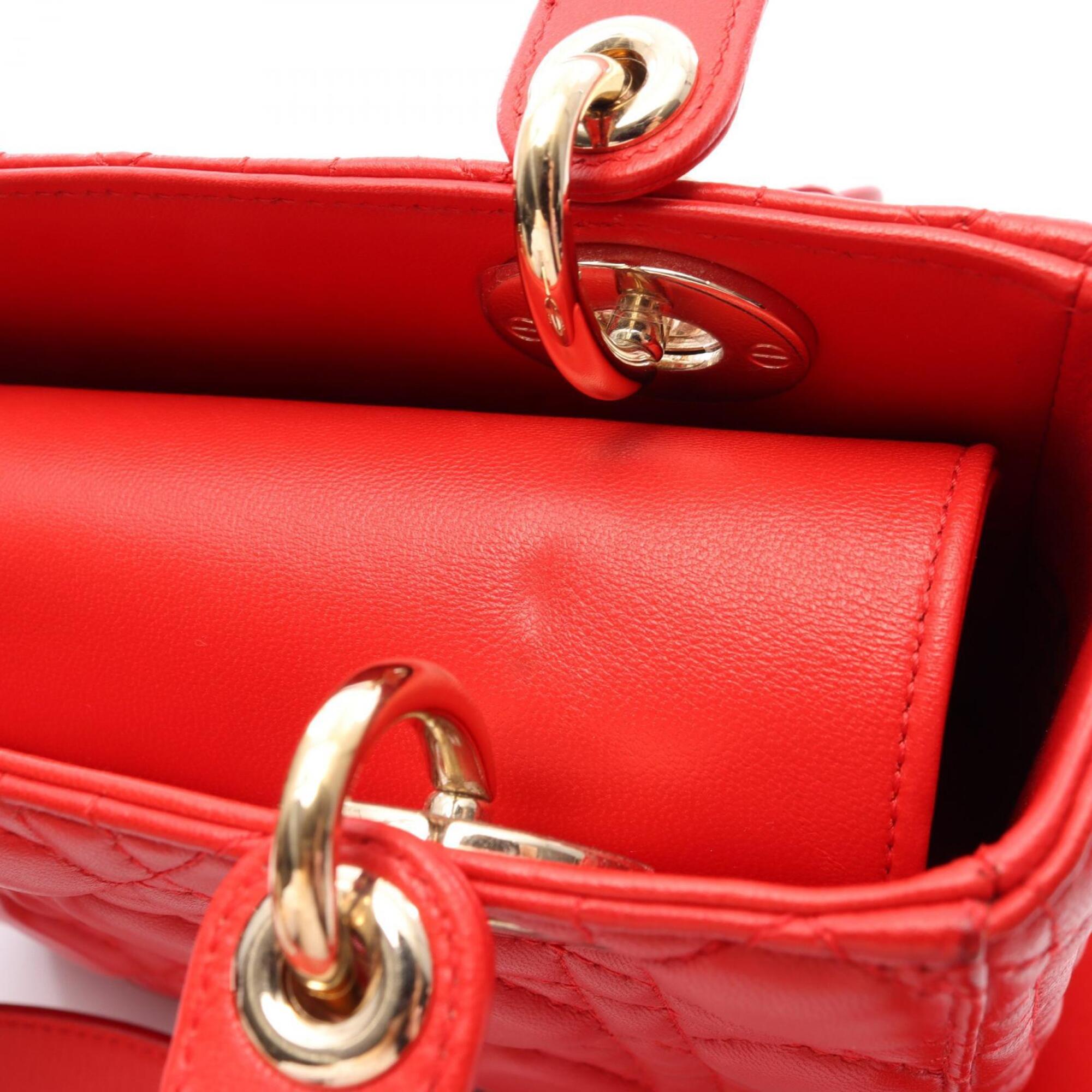 Christian Dior Red Color Leather Handbag (Pre-Owned)