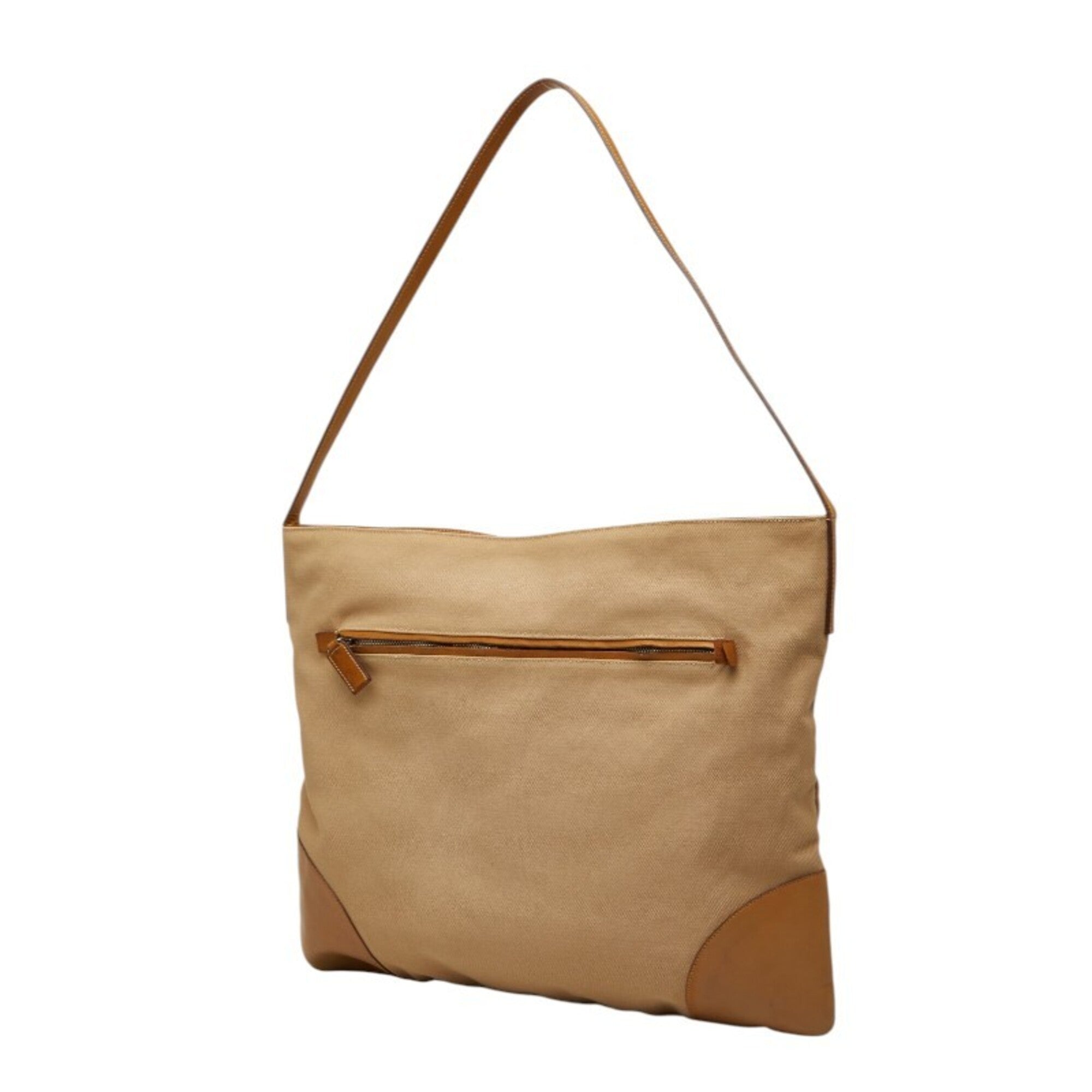 Prada Beige Canvas Leather Shoulder Bag (Pre-Owned)