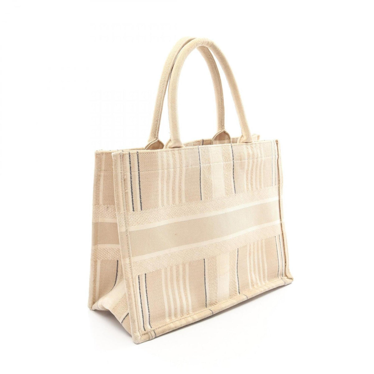 Christian Dior Beige Black Ivory Canvas Handbag Tote Bag (Pre-Owned)