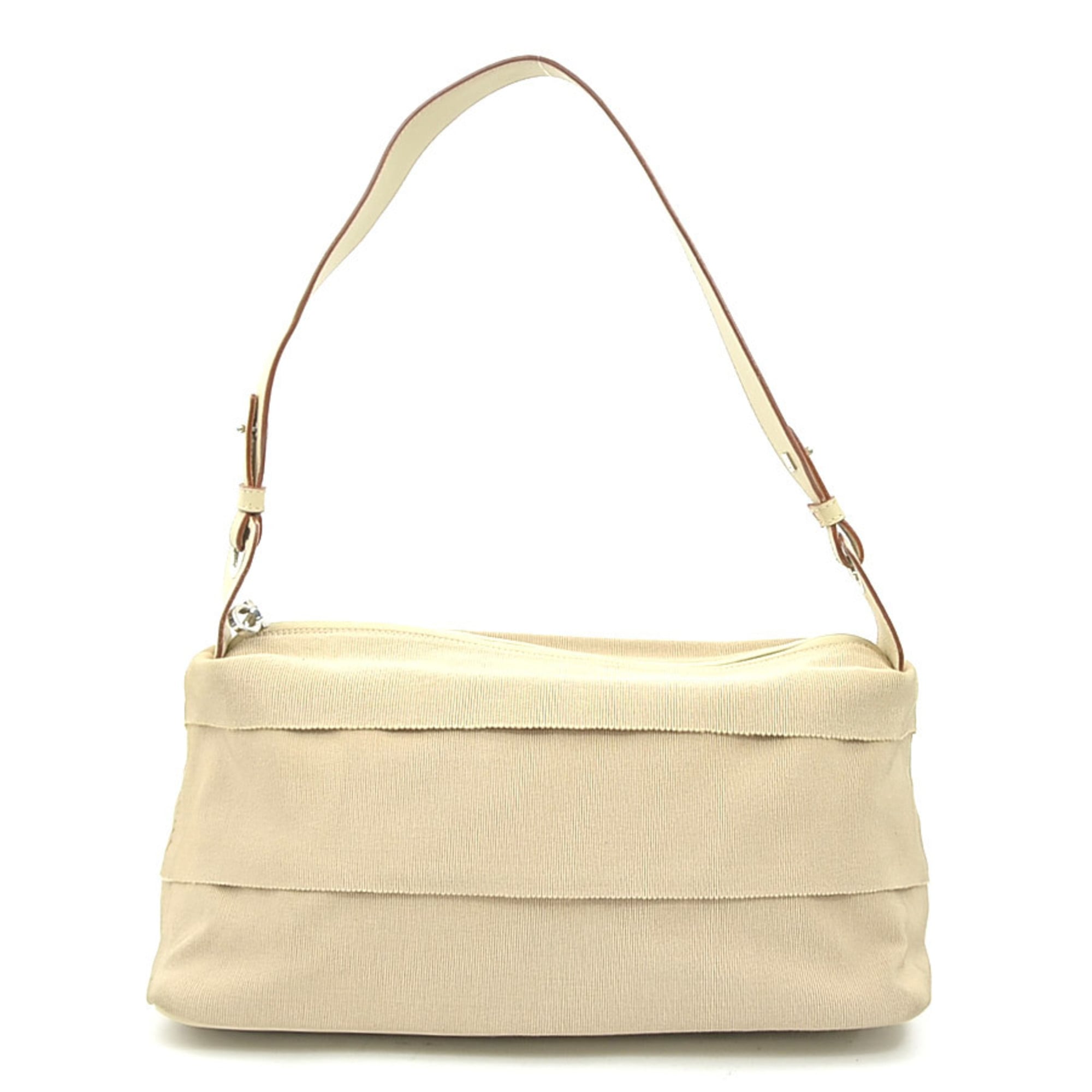 Salvatore Ferragamo Beige Canvas Leather Shoulder Bag (Pre-Owned)