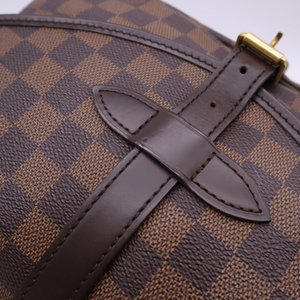Louis Vuitton Beige Brown Coated Canvas Leather Shoulder Bag (Pre-Owned)