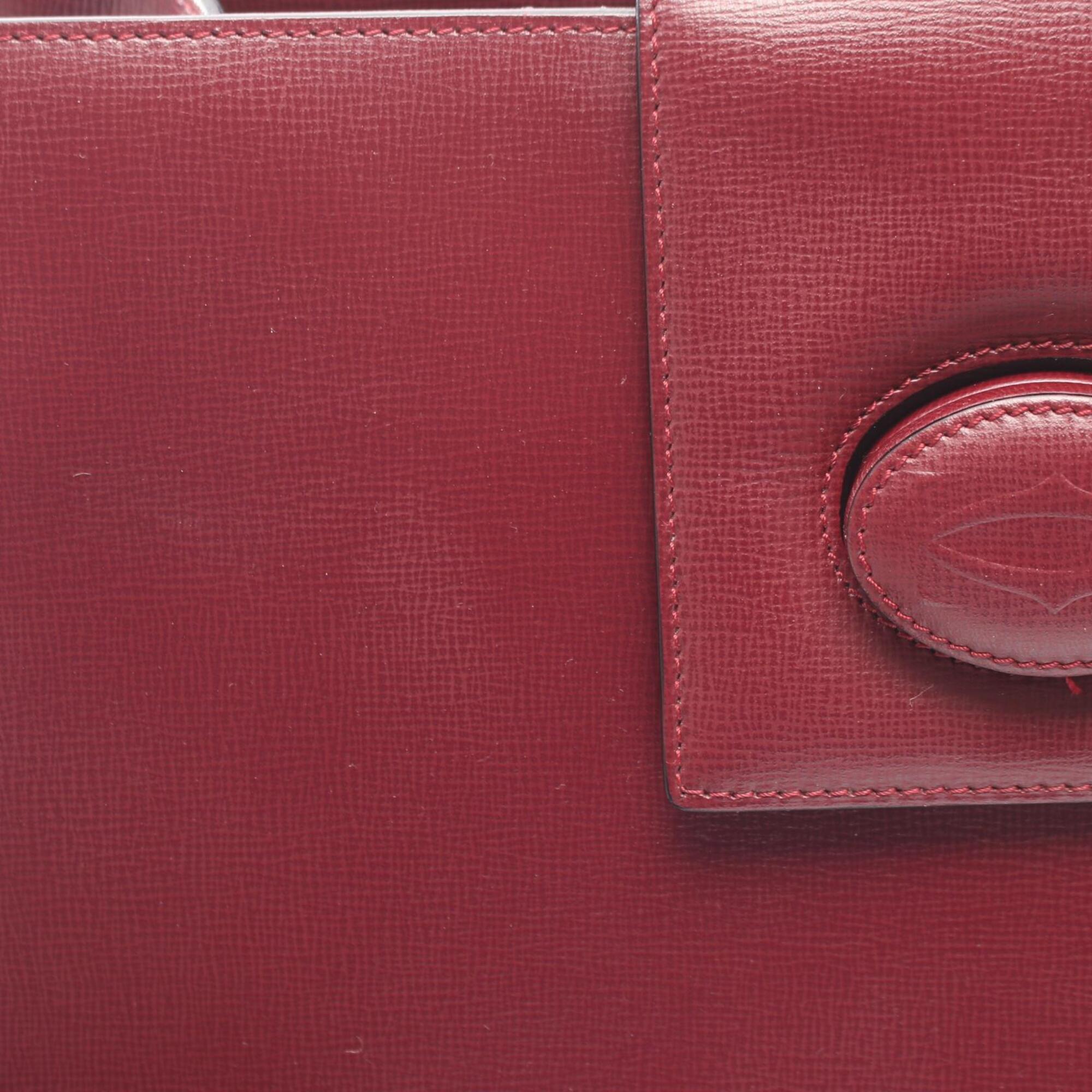 Cartier Bordeaux Leather Handbag Shoulder Bag (Pre-Owned)
