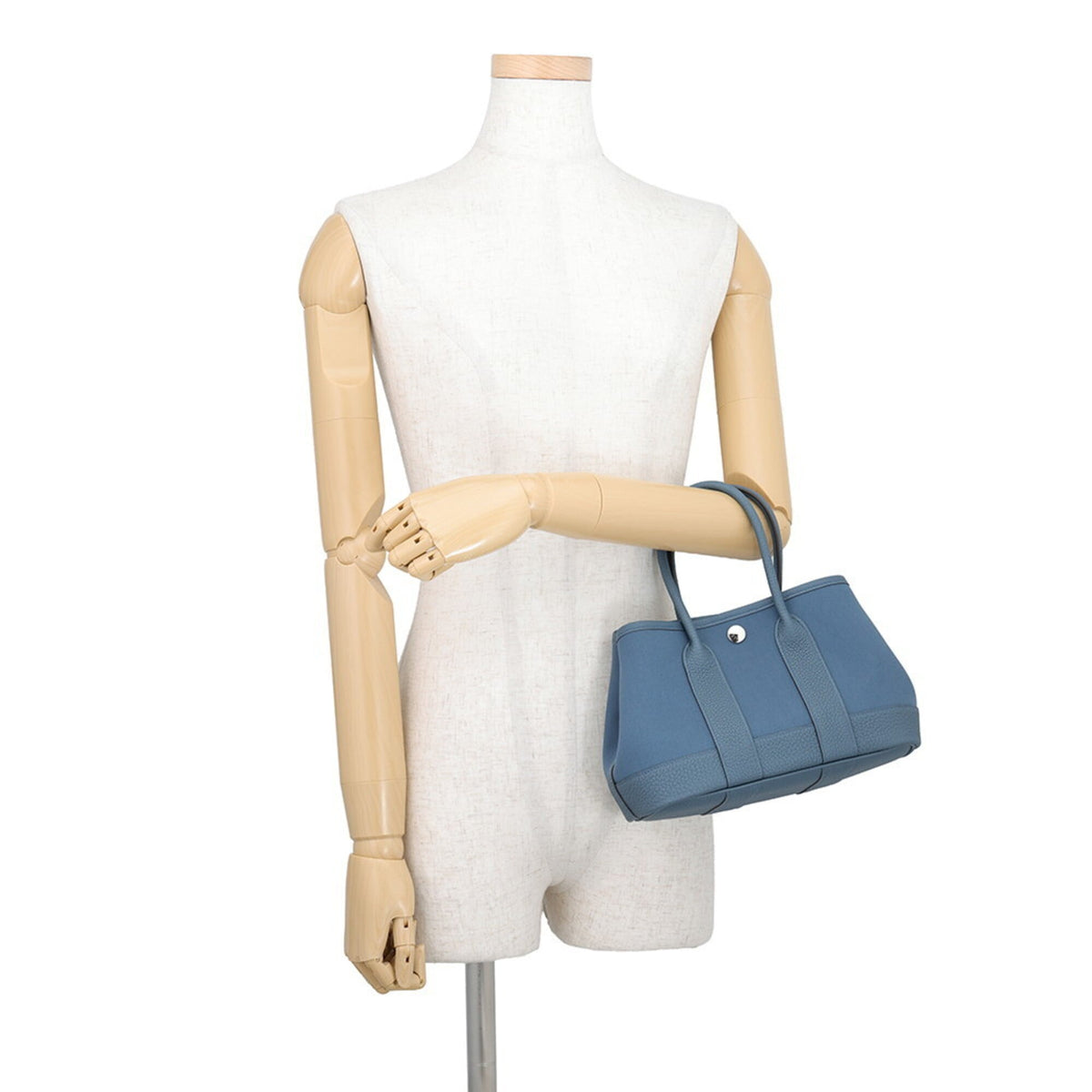 Hermes Blue Toile Officier Negonda Leather Tote Bag