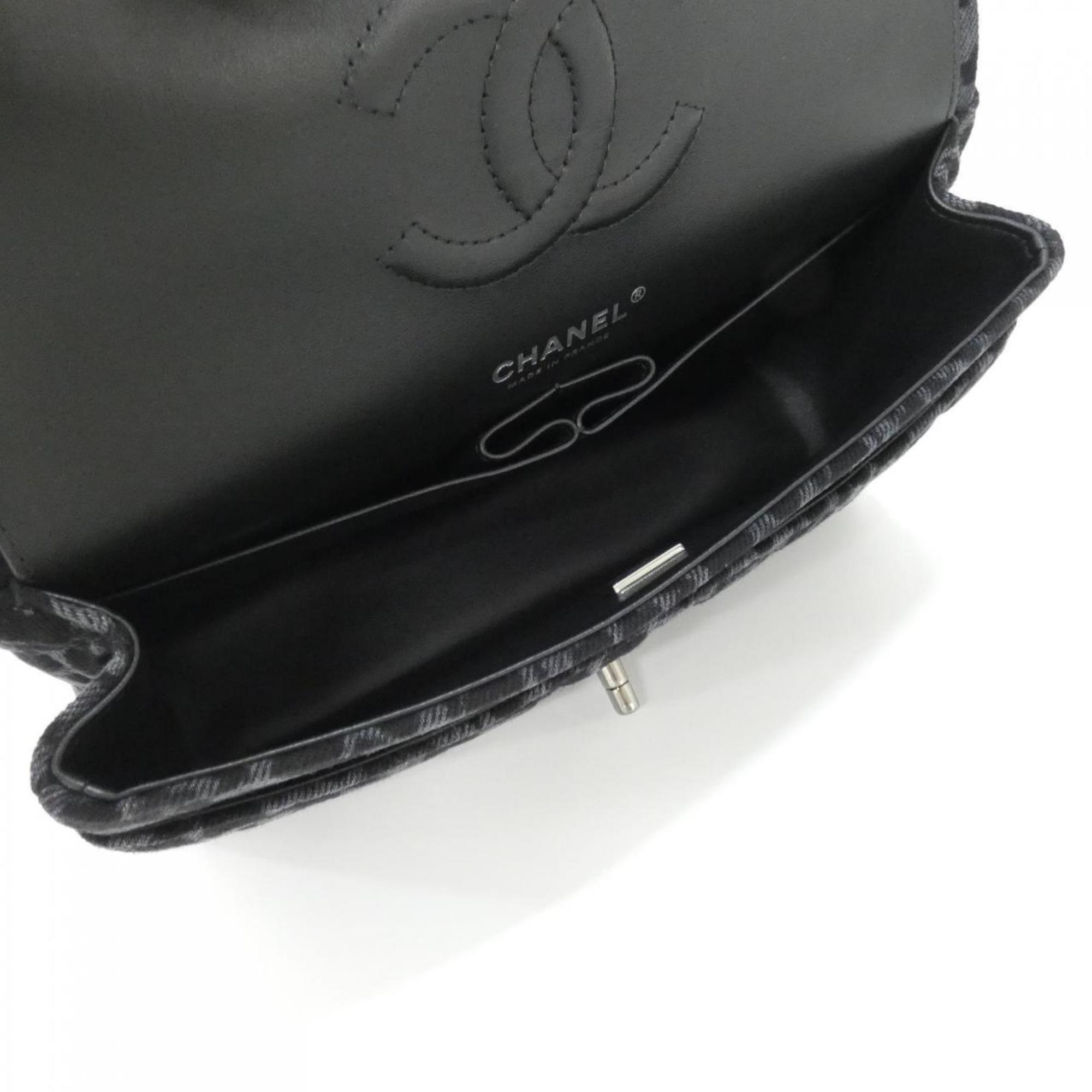Chanel Black Gray Denim Shoulder Bag (Pre-Owned)