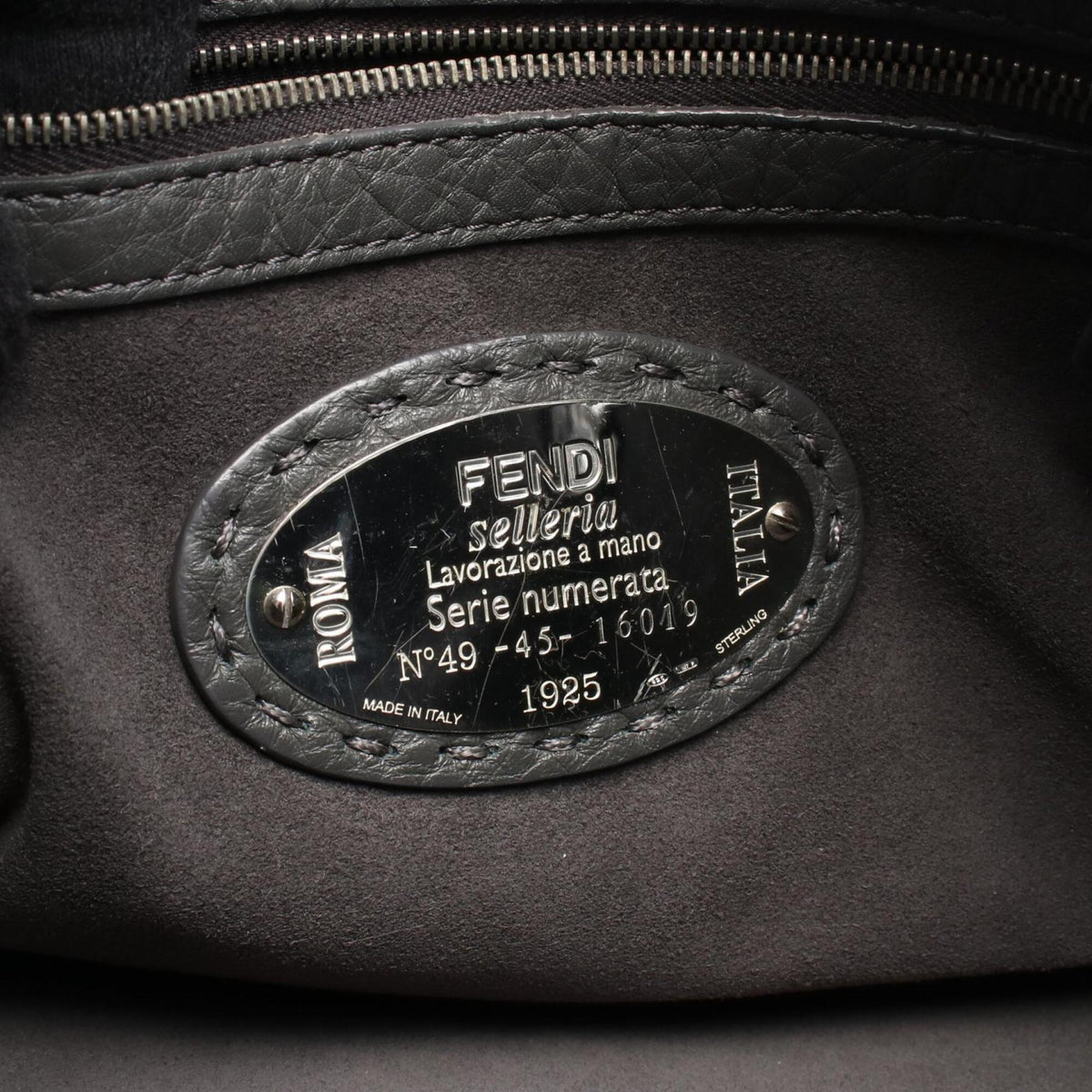 Fendi Selleria Gray Leather Handbag (Pre-Owned)