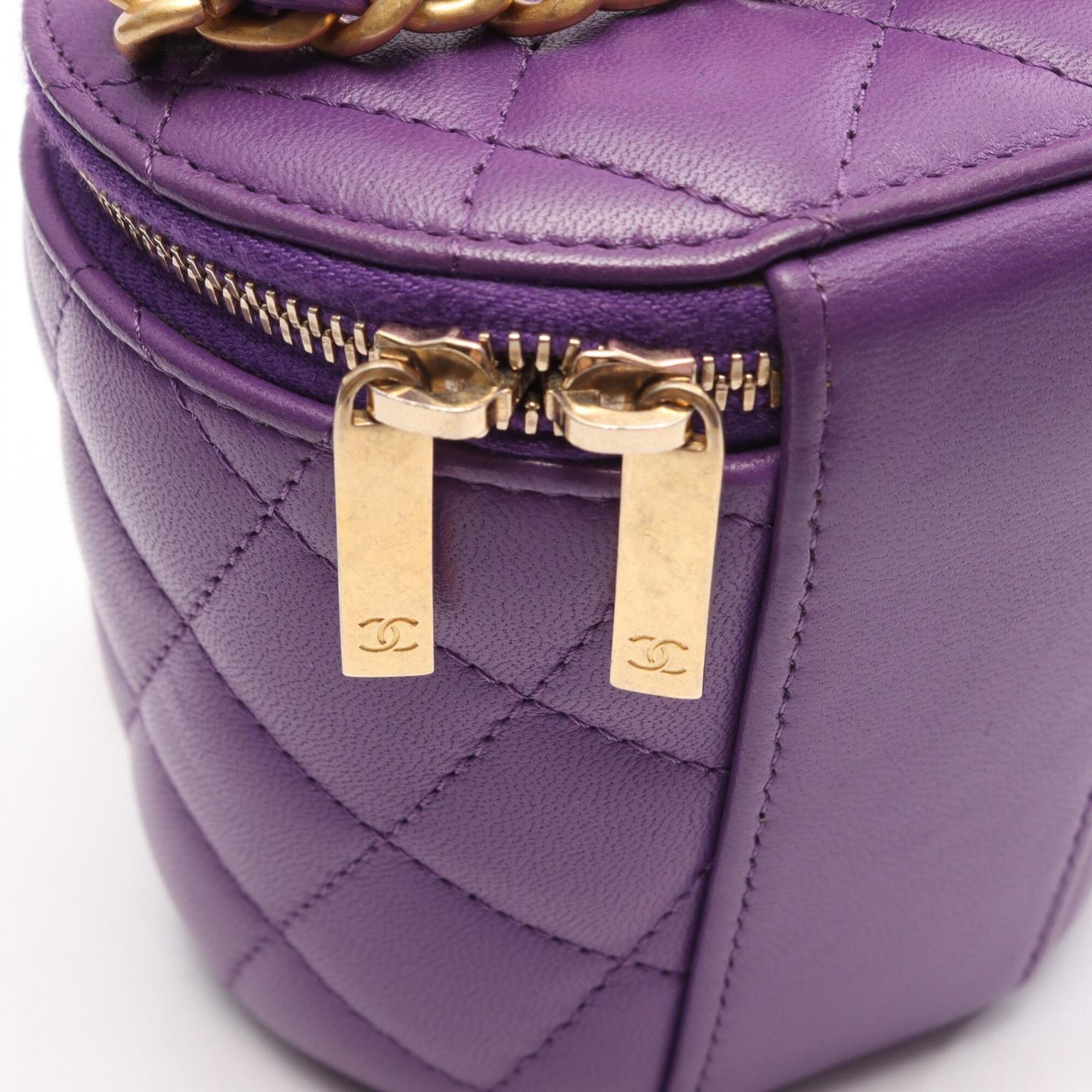 Chanel Purple Leather Handbag Shoulder Bag (Pre-Owned)