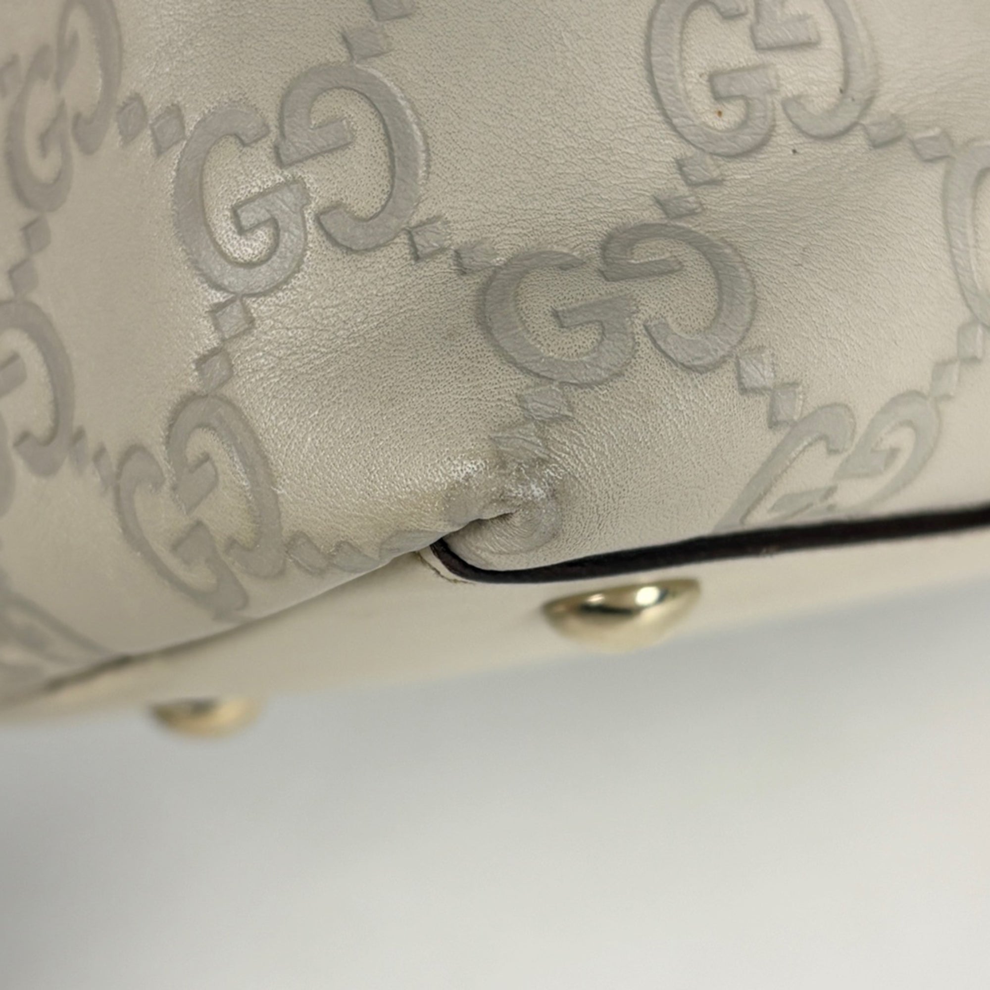 Gucci White Leather Tote Bag (Pre-Owned)