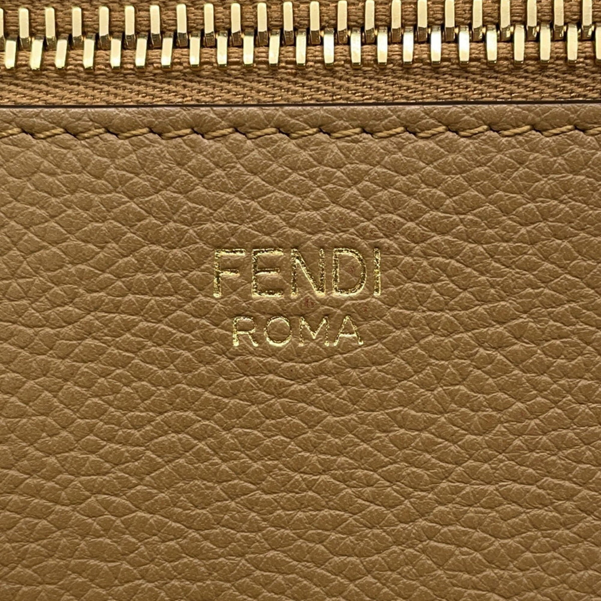 Fendi Pequin Beige Brown Canvas Leather Handbag Tote Bag (Pre-Owned)