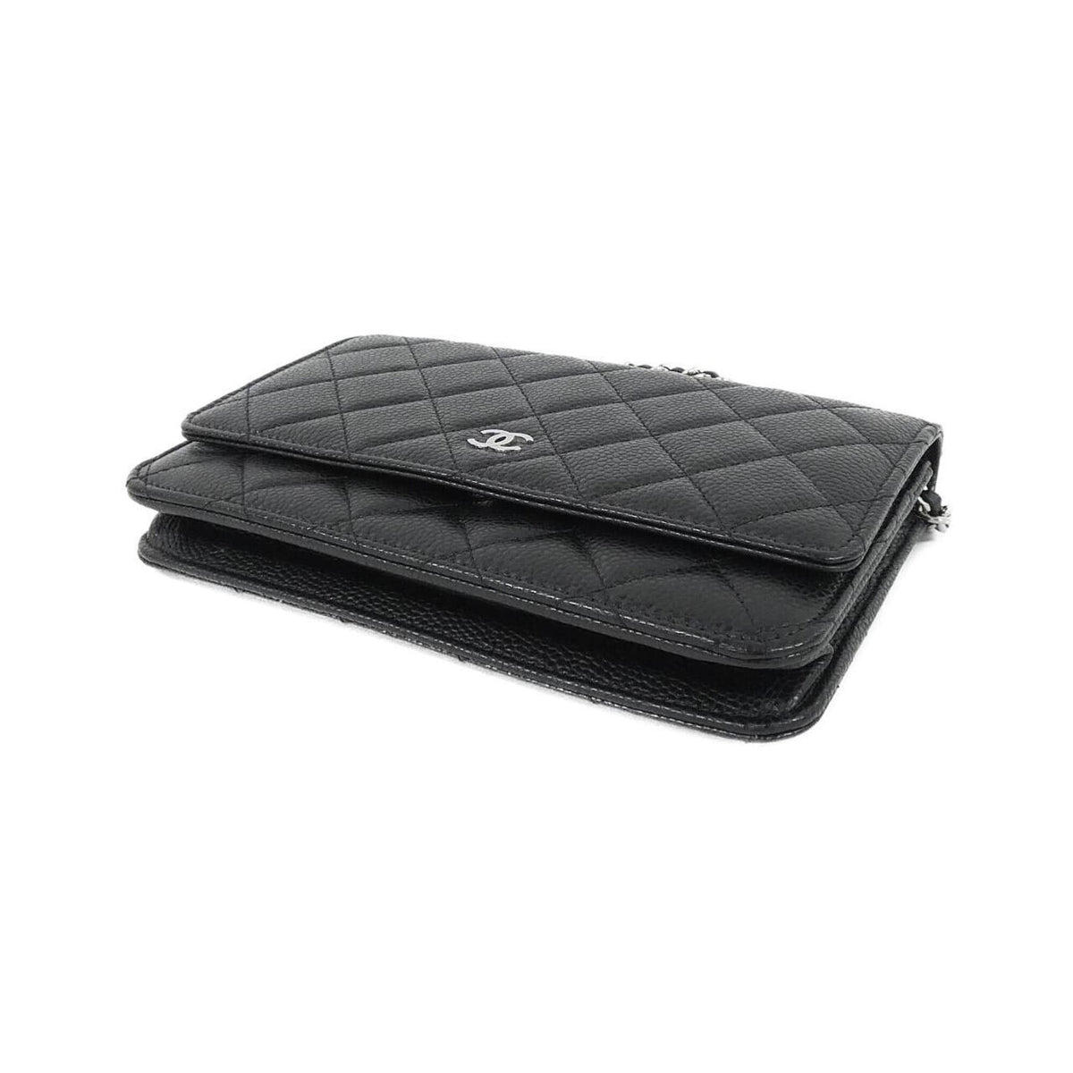Chanel Black Grained Calfskin Chain/Shoulder Wallet (Pre-Owned)