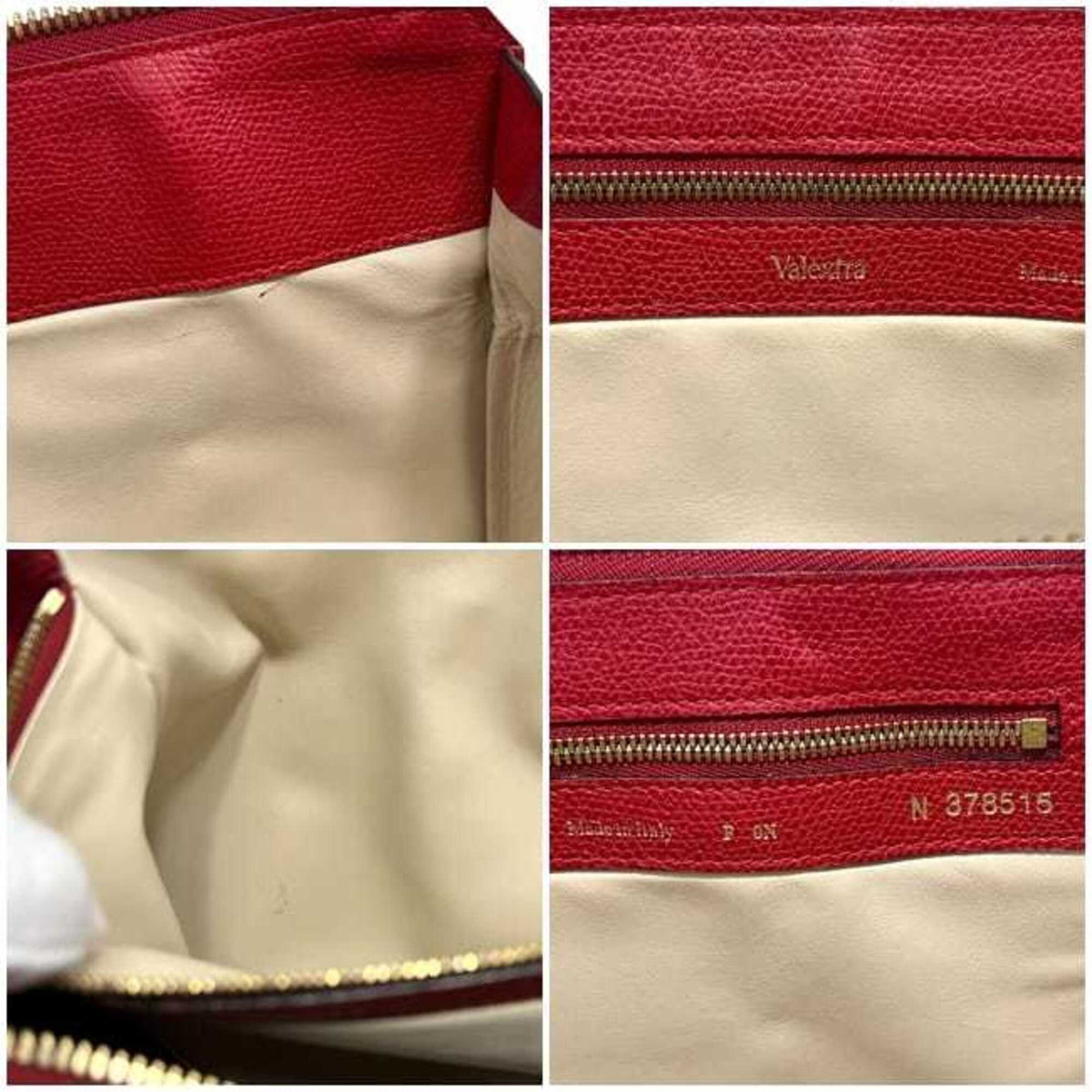 Valextra Red Color Leather Boston Bag Handbag (Pre-Owned)