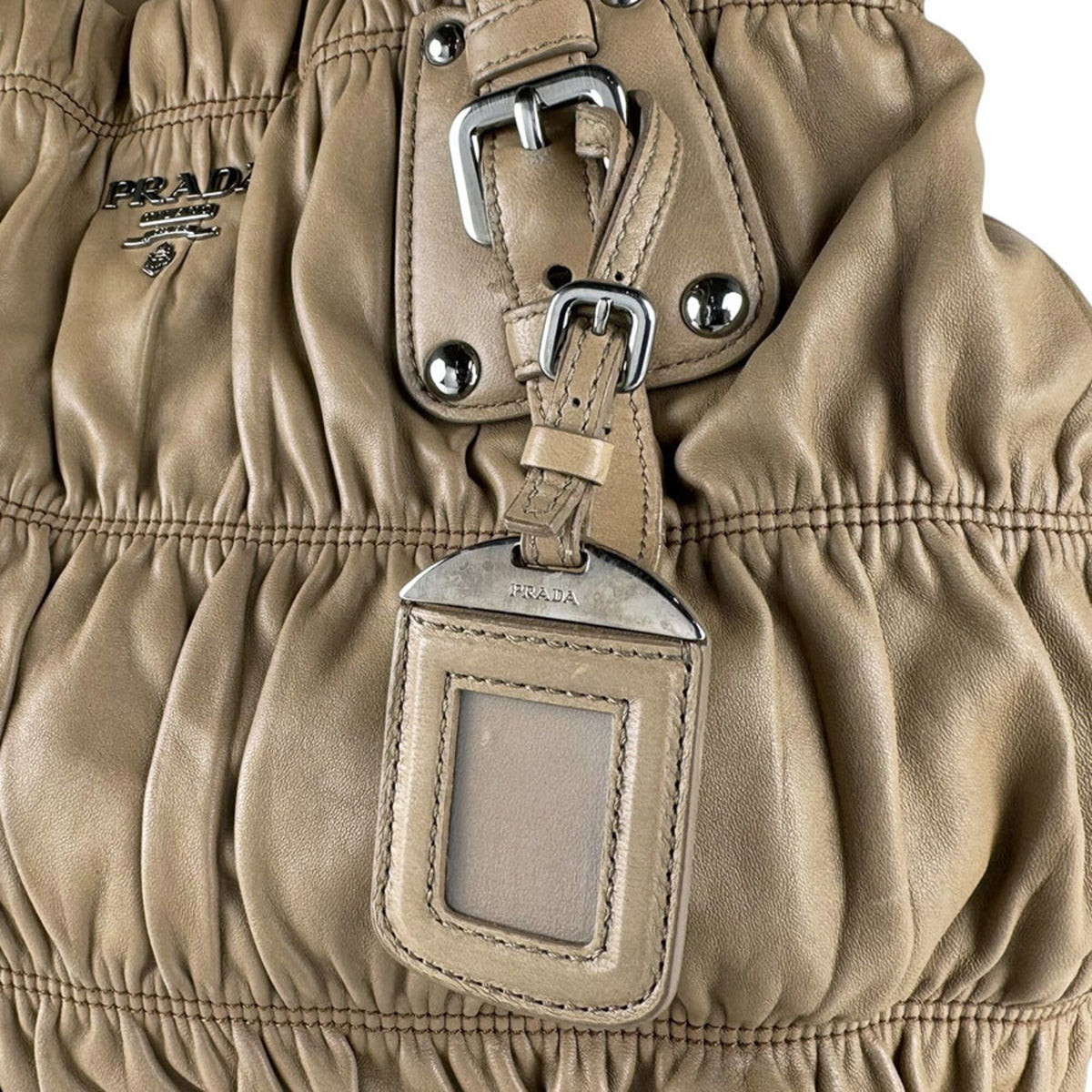 Prada Beige Leather Handbag Shoulder Bag (Pre-Owned)
