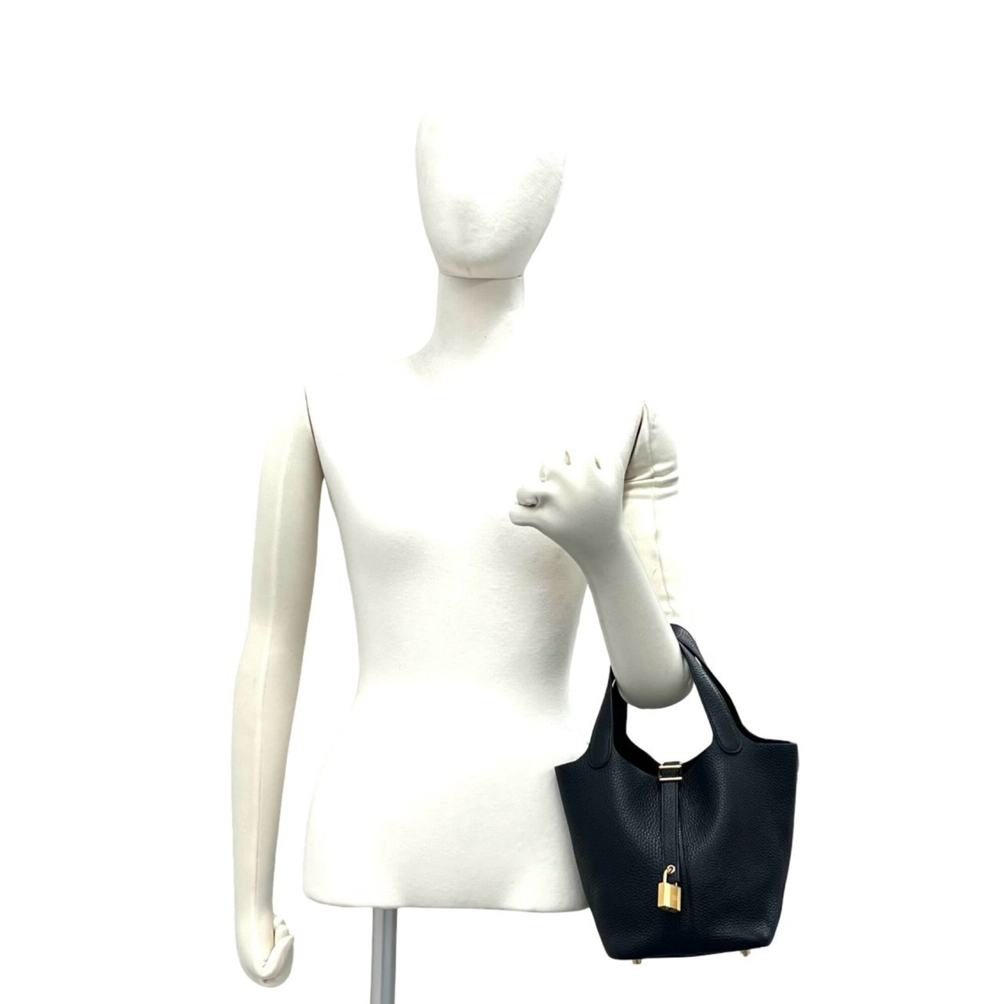 Hermes Black Taurillon Clemence Leather Handbag Tote Bag (Pre-Owned)