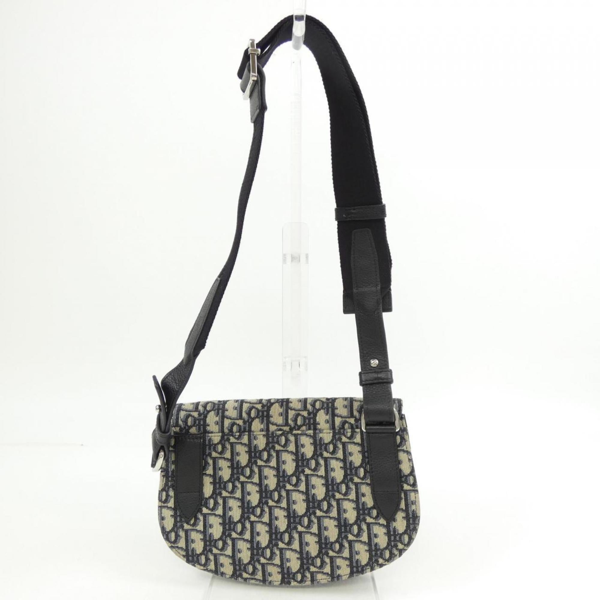 Christian Dior Beige Black Gray Jacquard Handbag Messenger Bag (Pre-Owned)