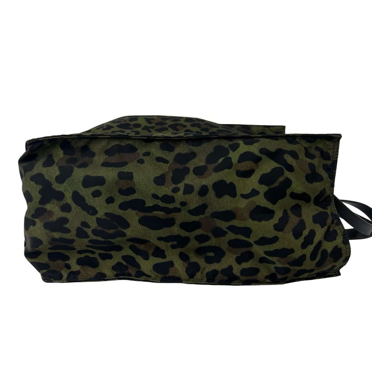 Prada Black Green Nylon Leather Shoulder Bag Tote Bag (Pre-Owned)