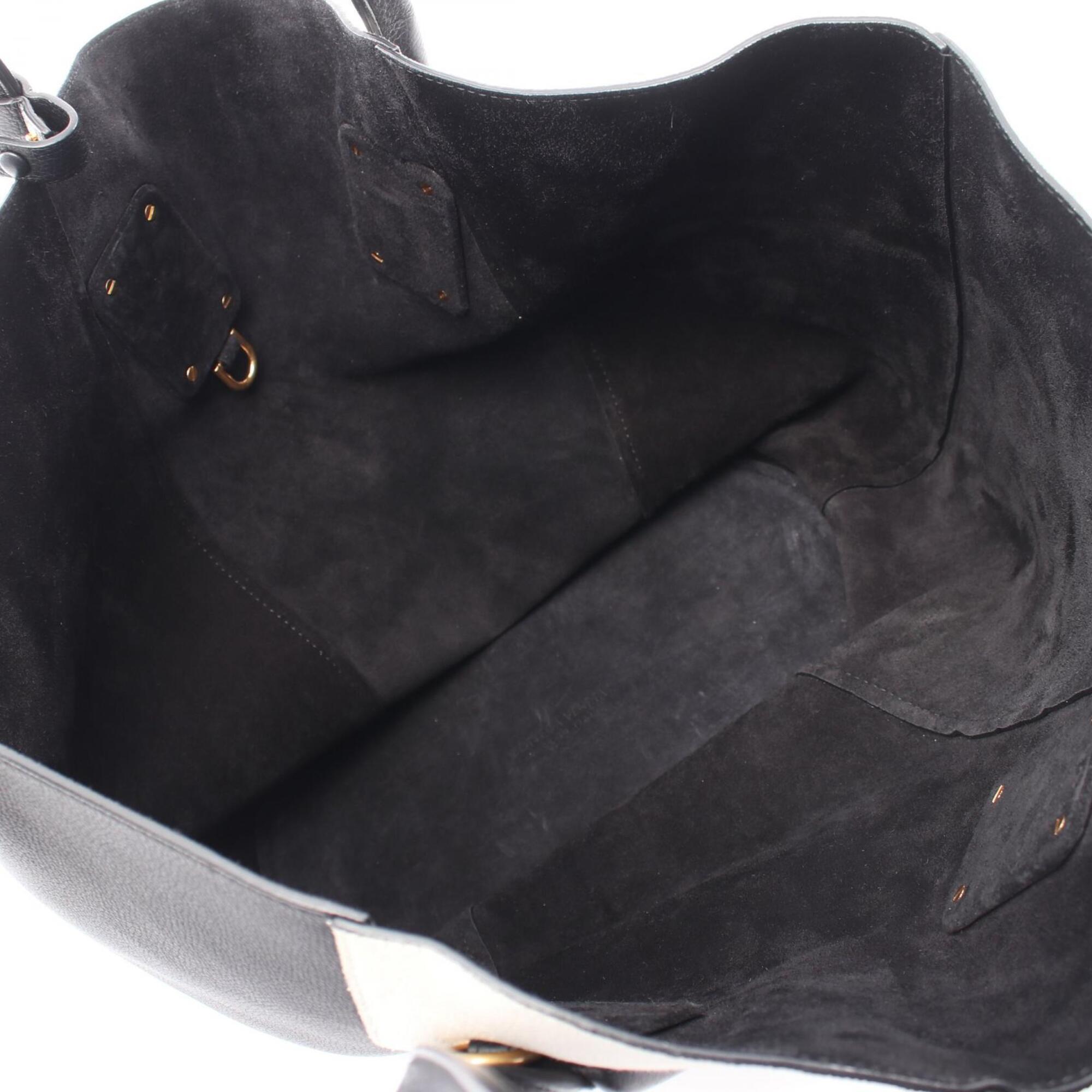 Bottega Veneta Black Ivory Canvas Leather Handbag Tote Bag (Pre-Owned)