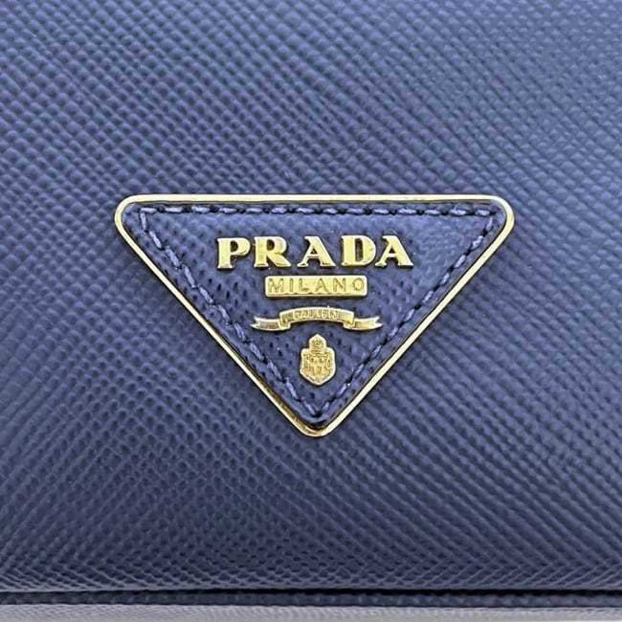 Prada Azzurro Blue Leather Shoulder Bag (Pre-Owned)