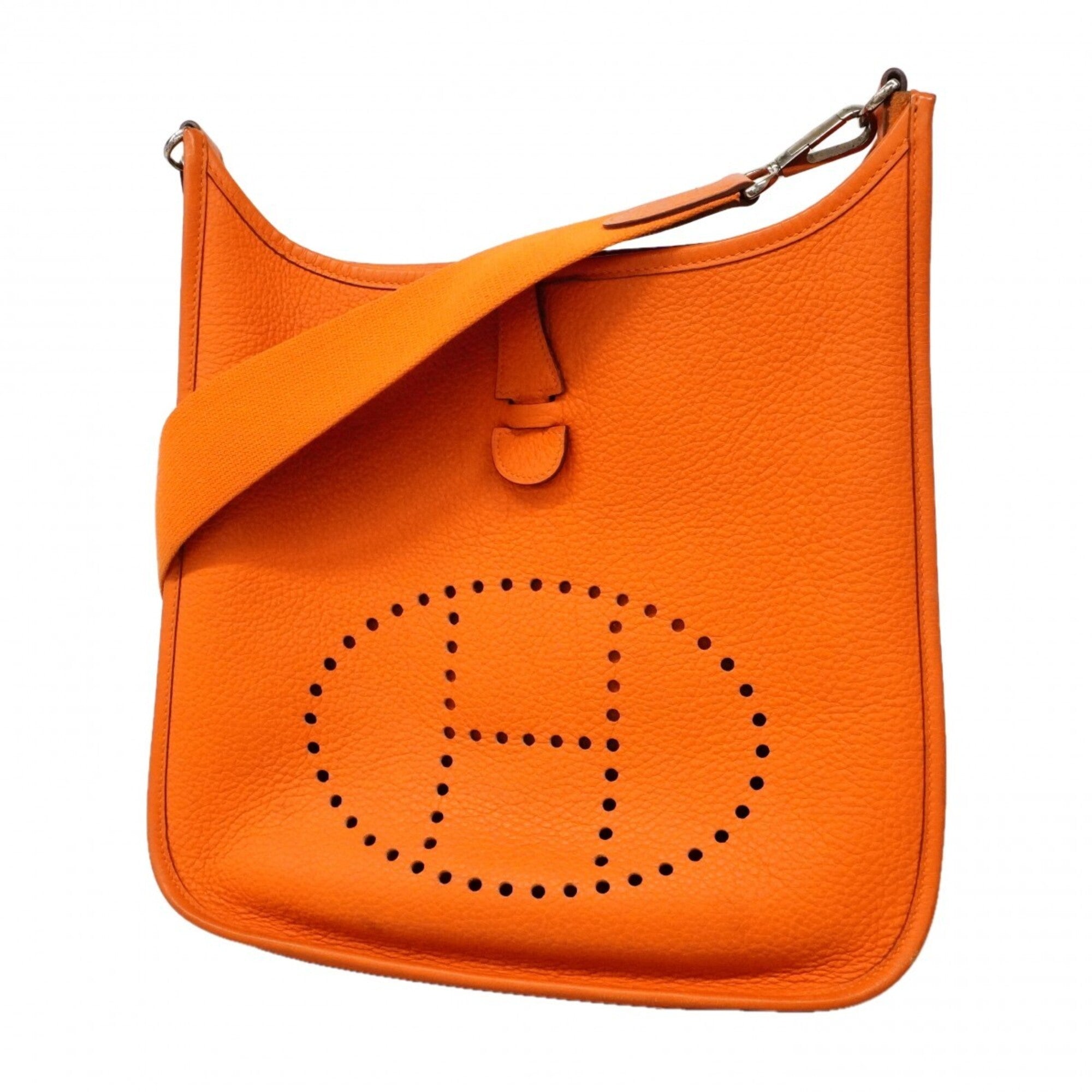 Hermes Silver Taurillon Clemence Leather Shoulder Bag (Pre-Owned)