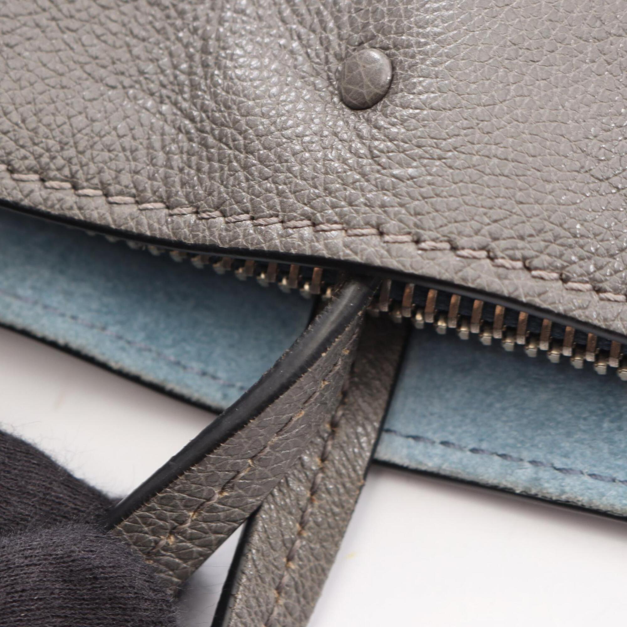 Prada Gray Leather Handbag Tote Bag (Pre-Owned)
