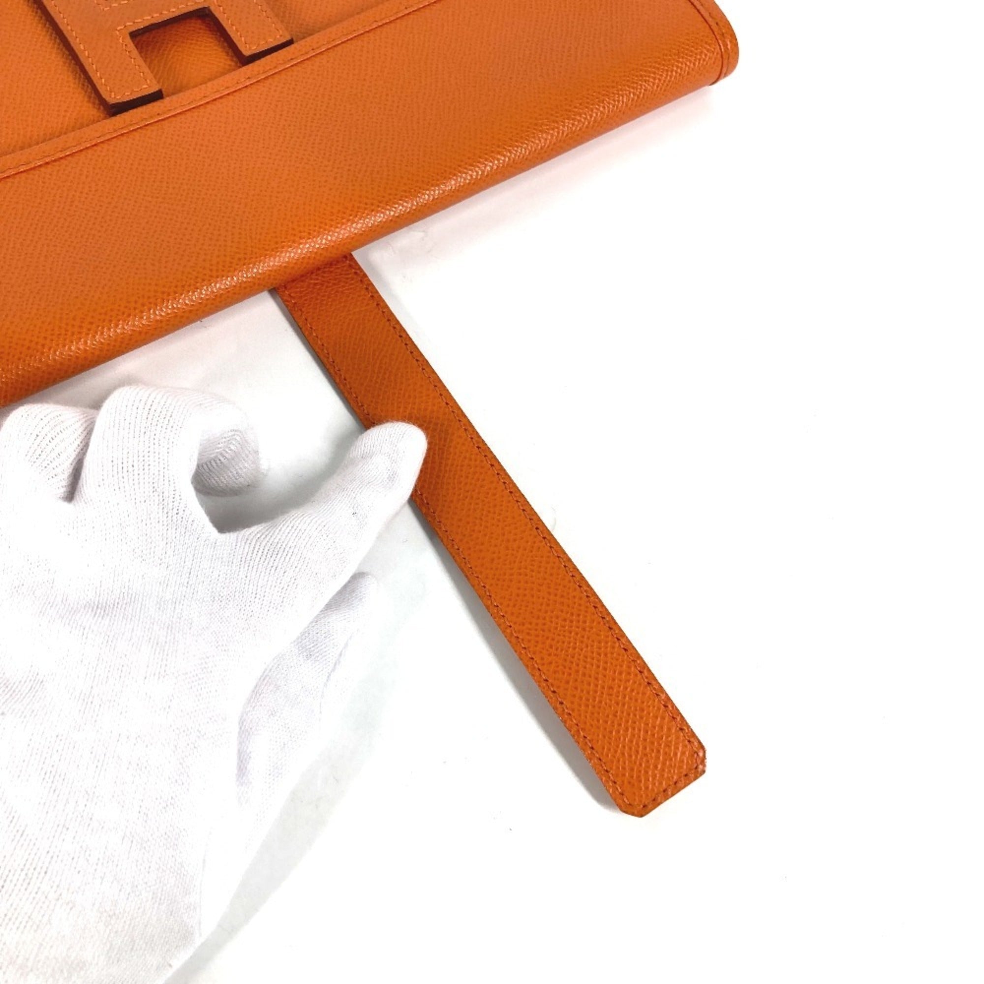Hermes Jige Orange Epsom Leather Clutch Bag (Pre-Owned)