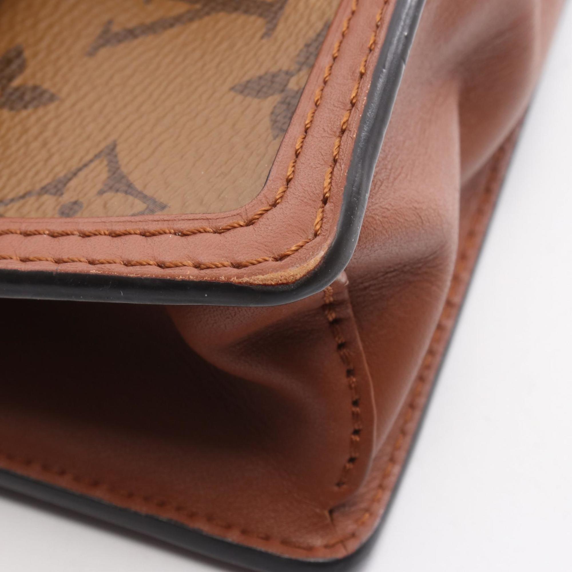 Louis Vuitton Beige Brown Coated Canvas Pvc Monogram Reverse Leather Shoulder Bag (Pre-Owned)