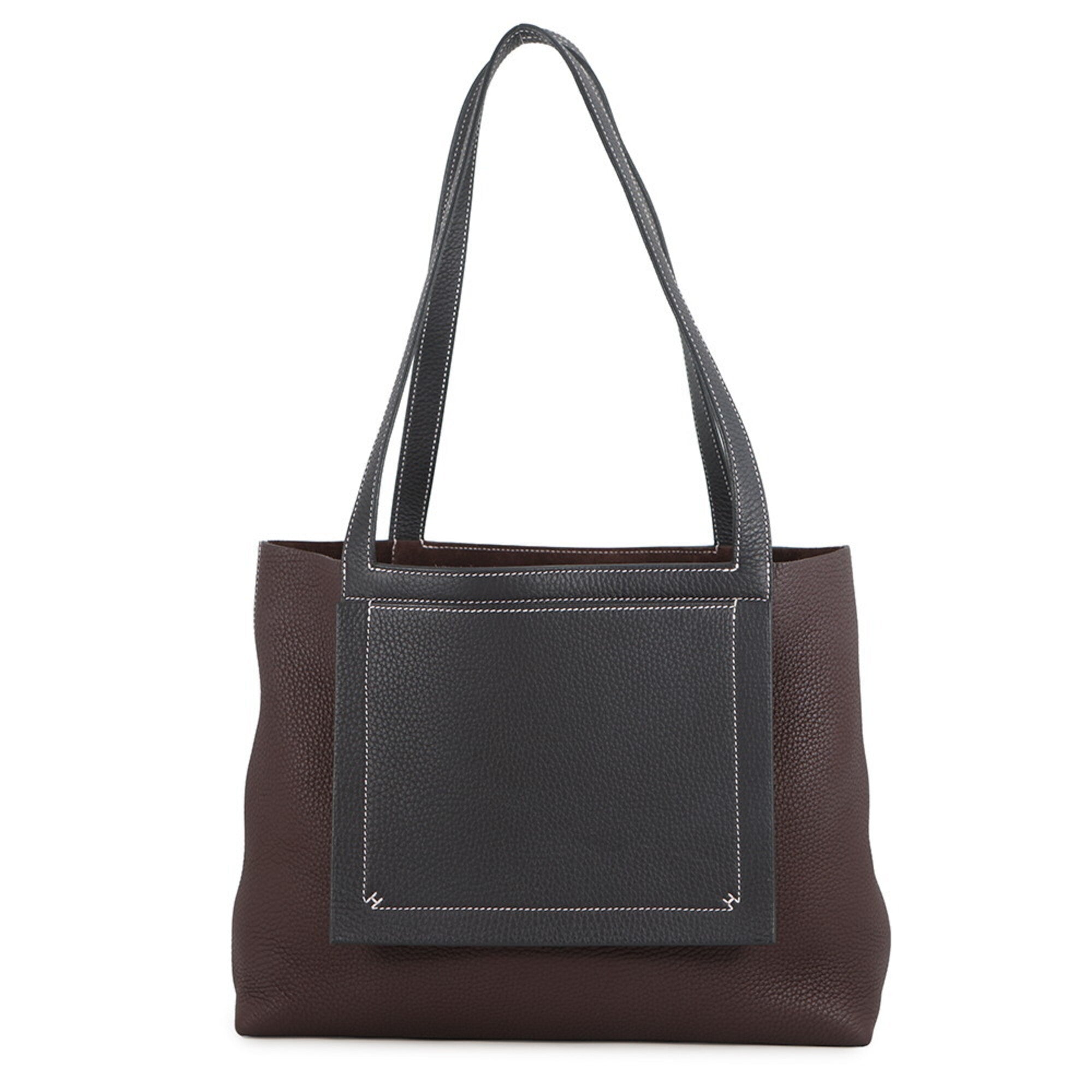 Hermes Navy Red Color Taurillon Clemence Leather Tote Bag (Pre-Owned)